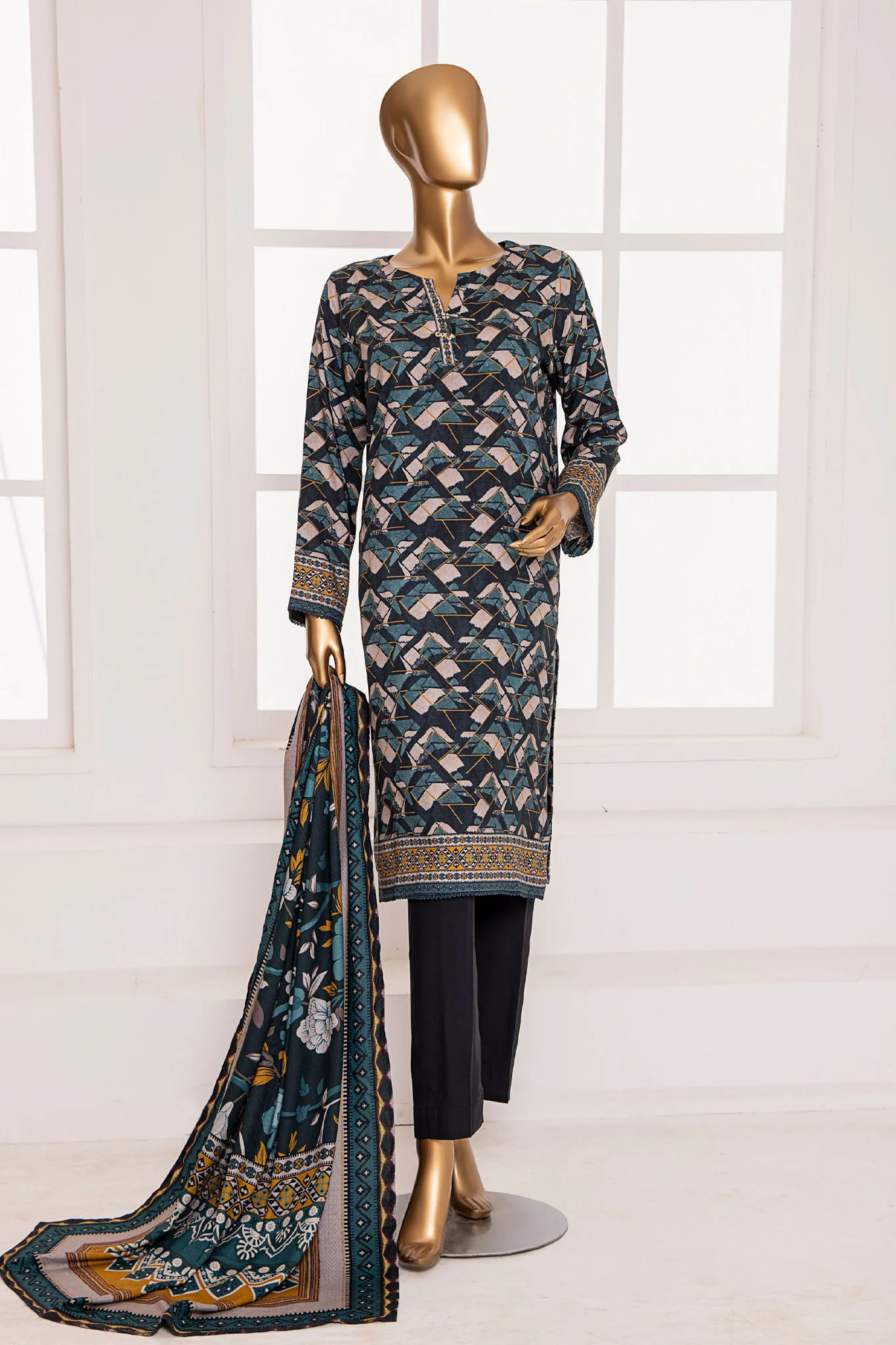 Linen Wintry By HZ Unstitched 3 Piece Printed Linen Vol-02 Suit-LWS-1154