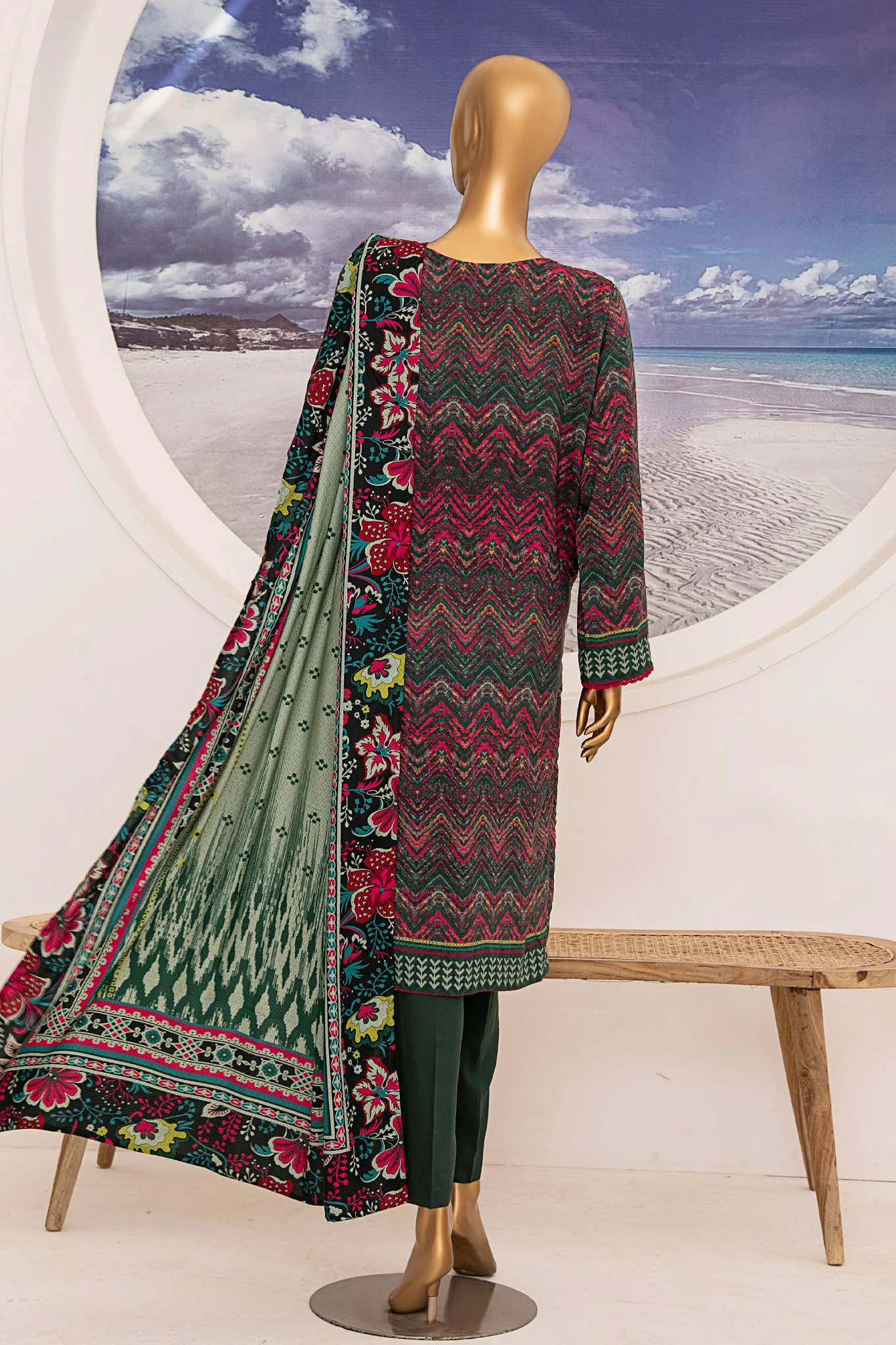 Linen Wintry By HZ Unstitched 3 Piece Printed Linen Vol-02 Suit-LWS-1156 - Image 3