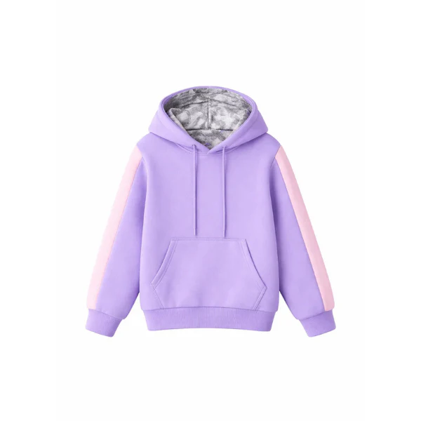 Little Bundles Stitched Kids Suit-Lilac Hoodie Set - Image 2