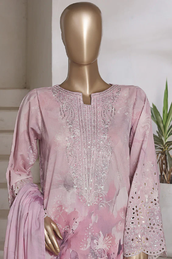 Aashkaar By HZ Stitched 3 Piece Emb Cotton Lawn Vol-07 Suit-LPE-541 - Image 2
