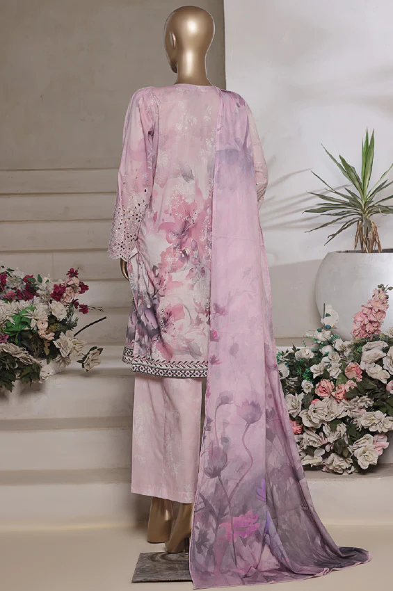 Aashkaar By HZ Stitched 3 Piece Emb Cotton Lawn Vol-07 Suit-LPE-541 - Image 3