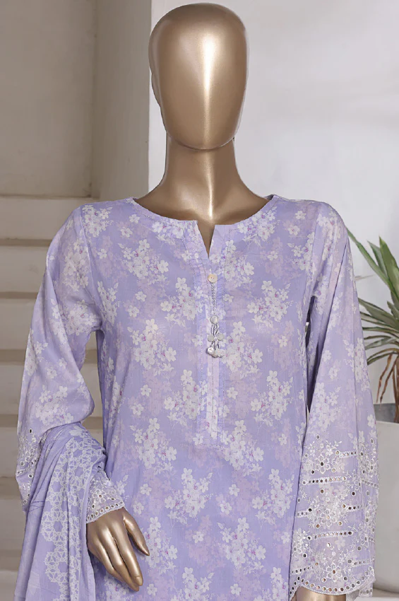 Aashkaar By HZ Stitched 3 Piece Emb Cotton Lawn Vol-07 Suit-LPE-542 - Image 2