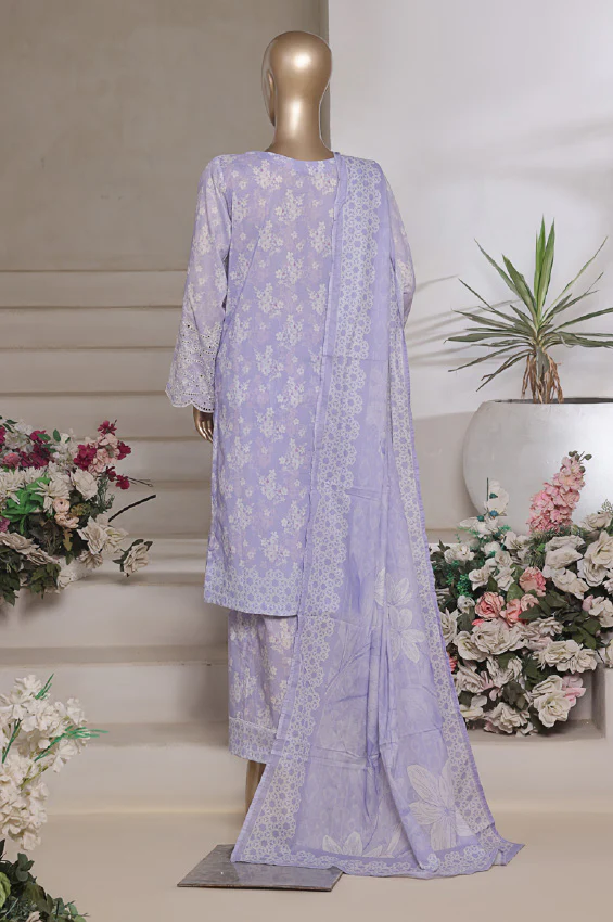 Aashkaar By HZ Stitched 3 Piece Emb Cotton Lawn Vol-07 Suit-LPE-542 - Image 3
