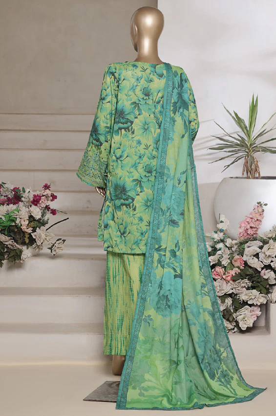 Aashkaar By HZ Stitched 3 Piece Emb Cotton Lawn Vol-07 Suit-LPE-543 - Image 3