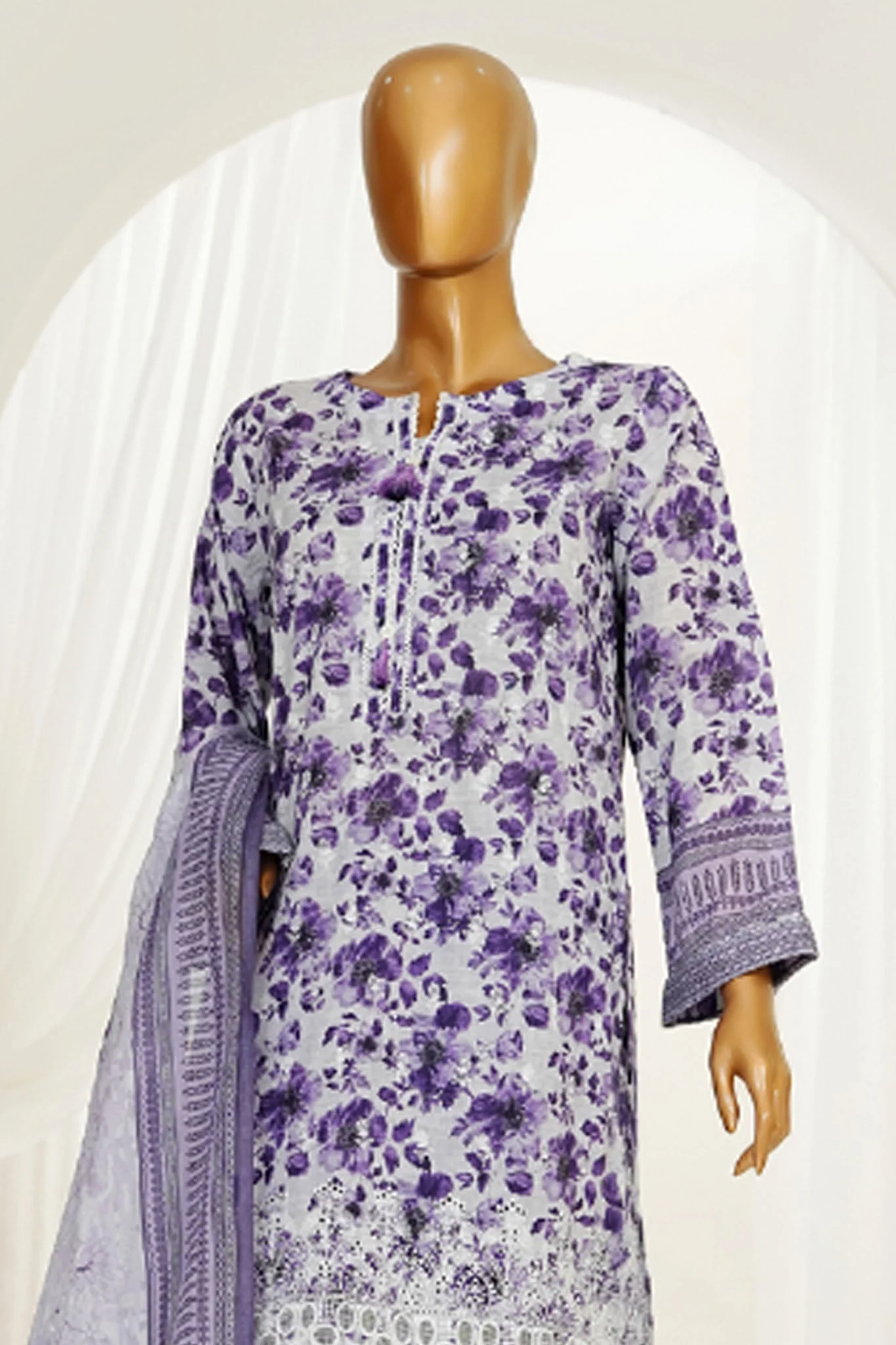 Printkari By HZ Stitched 3 Piece Chikankari Vol-04 Suit-LPK-3P-502 - Image 2