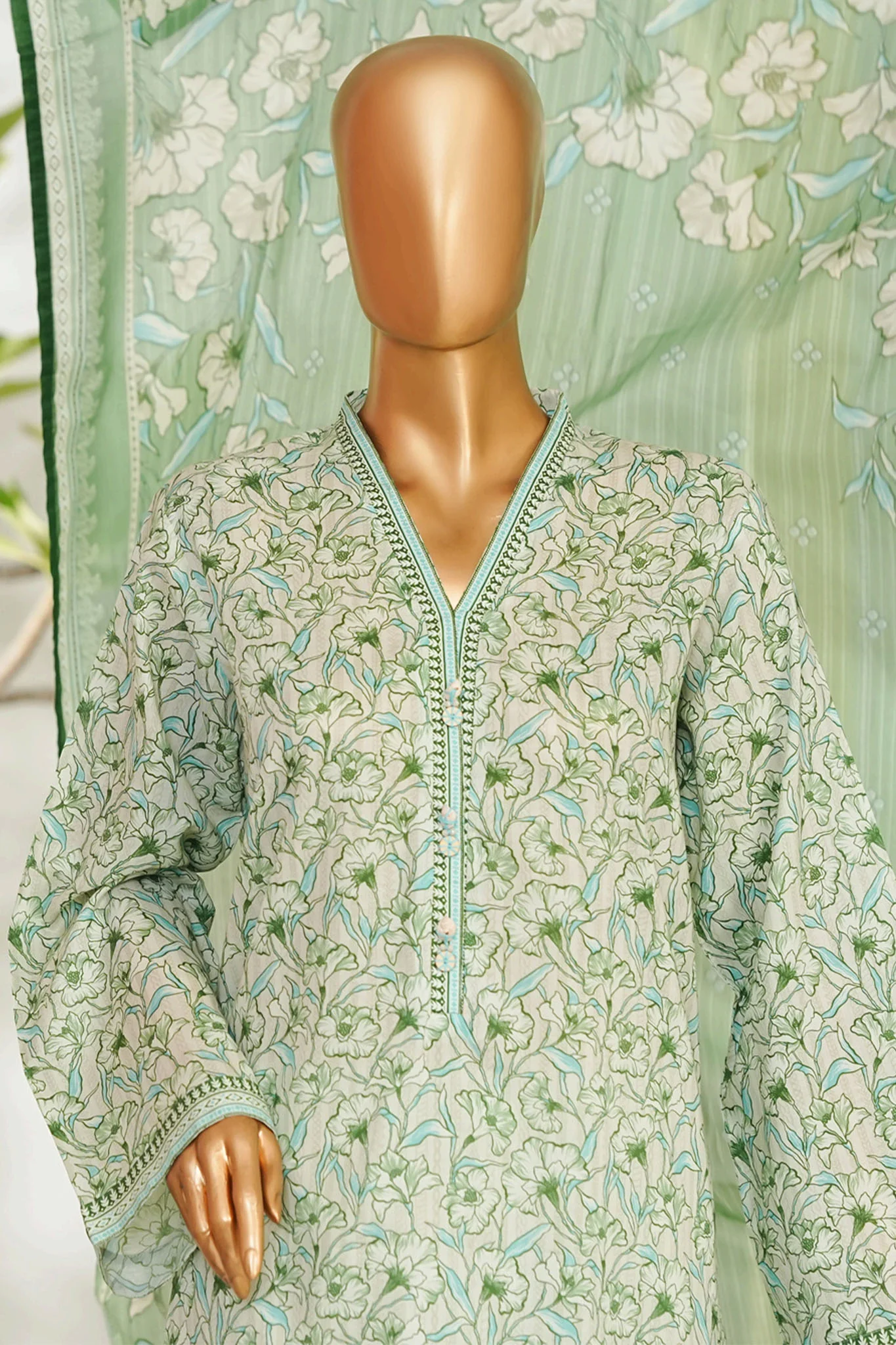 Bin Saeed Stitched 3 Piece Exclusive Printed Lawn Vol-01 Suit-LSM-2597 PISTA - Image 2