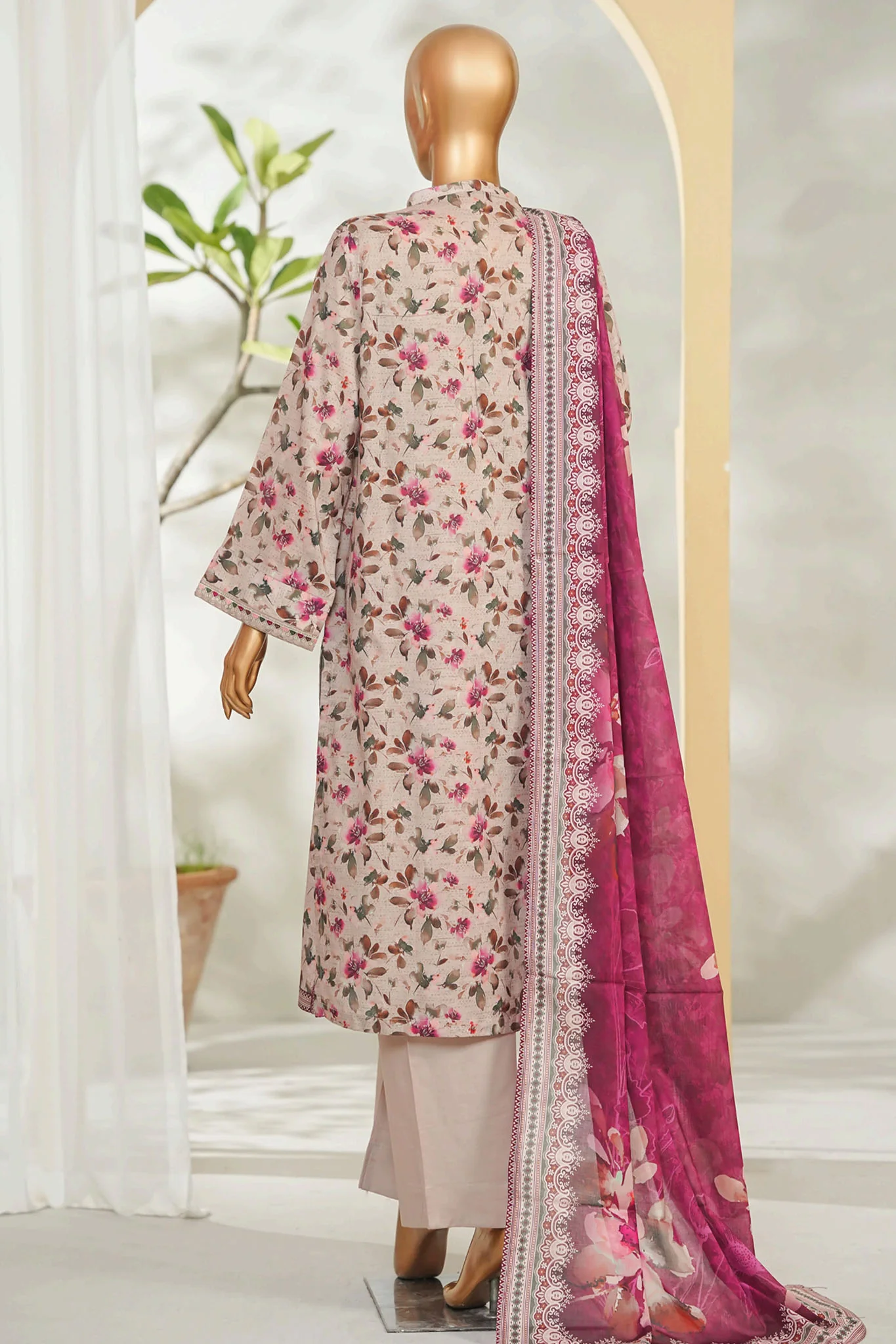 Bin Saeed Stitched 3 Piece Exclusive Printed Lawn Vol-01 Suit-LSM-2671 SKIN - Image 3