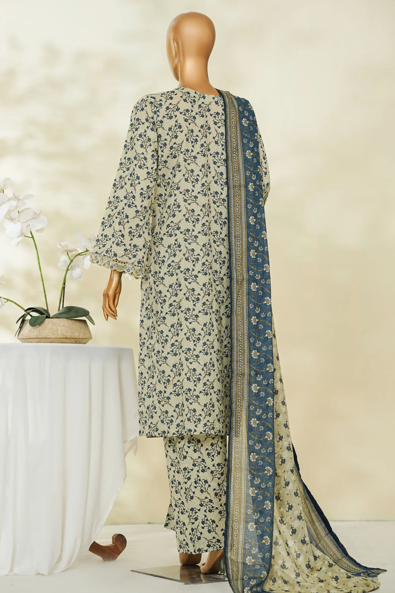 Bin Saeed Stitched 3 Piece Exclusive Printed Lawn Vol-04 Suit-LSM-2830-SKIN - Image 3