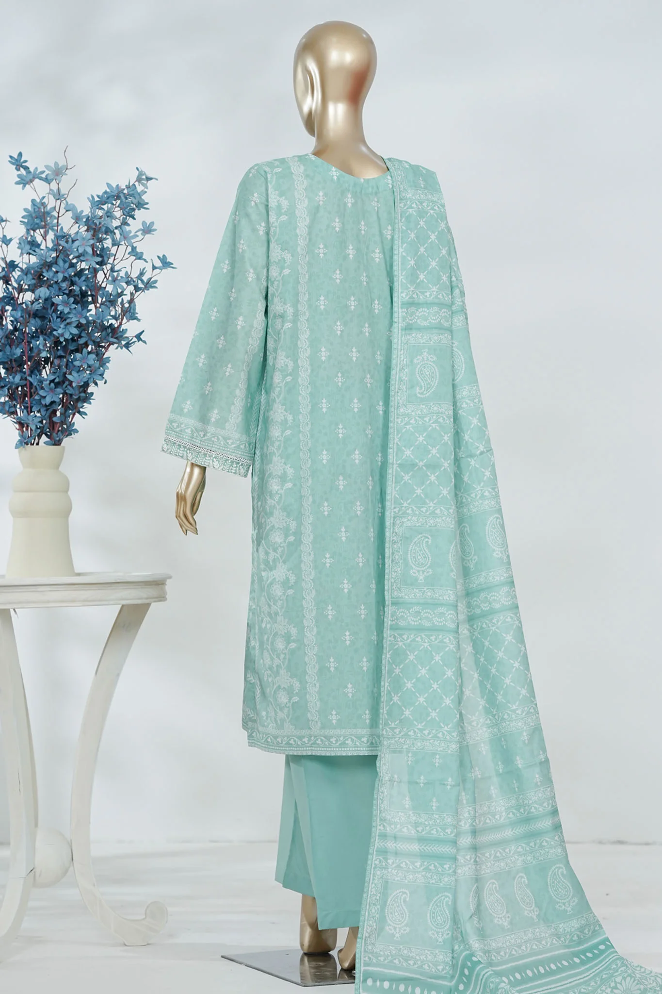 Bin Saeed Stitched 3 Piece Luxury Printed Lawn Vol-05 Suit-LSM-2840-FEROZI - Image 3