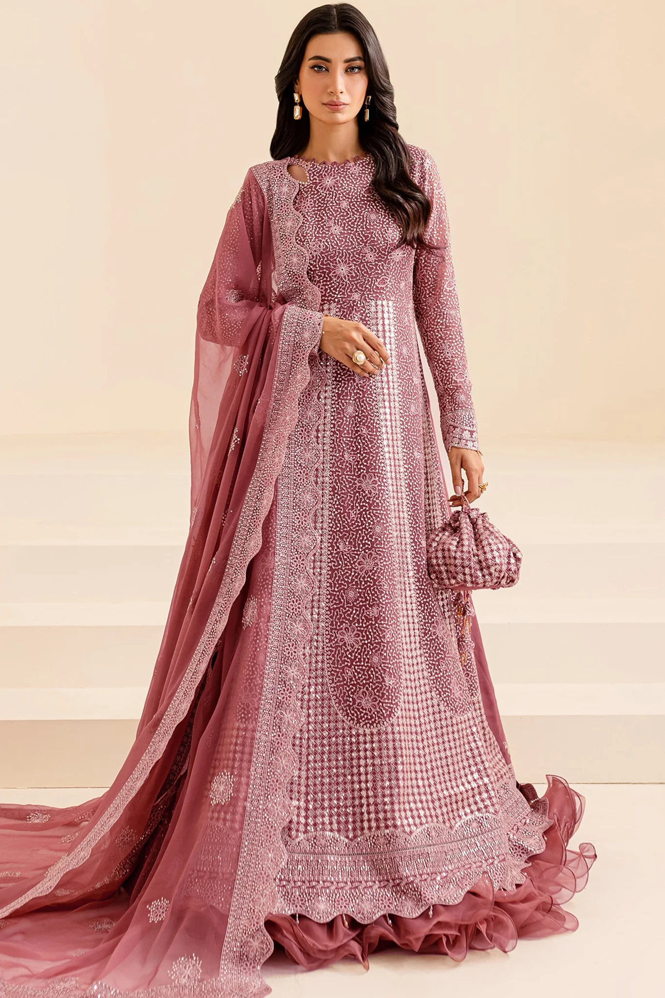 Lumiere By Farasha Unstitched 3 Piece Festive Formals Suit-02-Garnet Grace