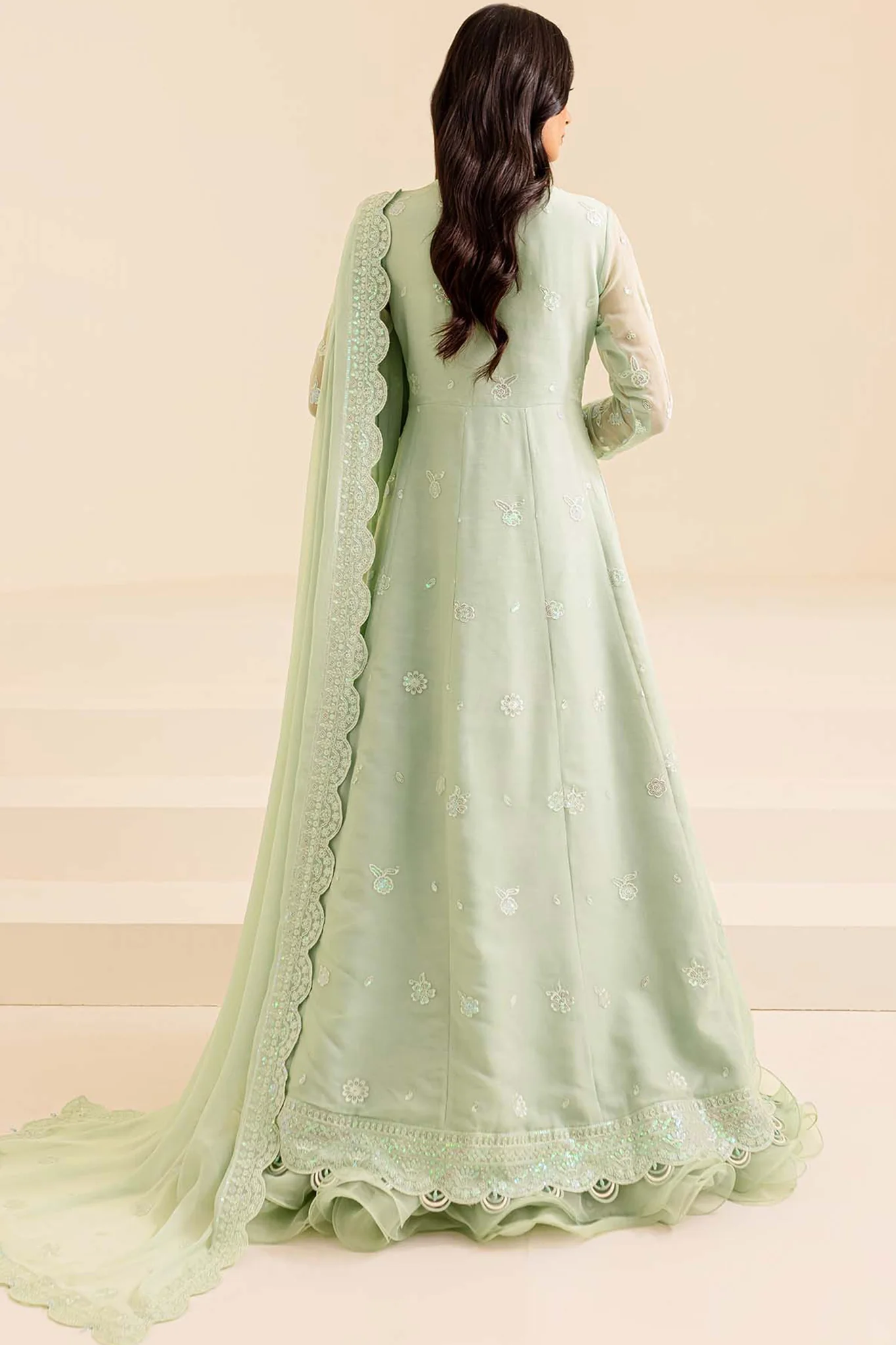 Lumiere By Farasha Unstitched 3 Piece Festive Formals Suit-04-Aqua Dream - Image 3