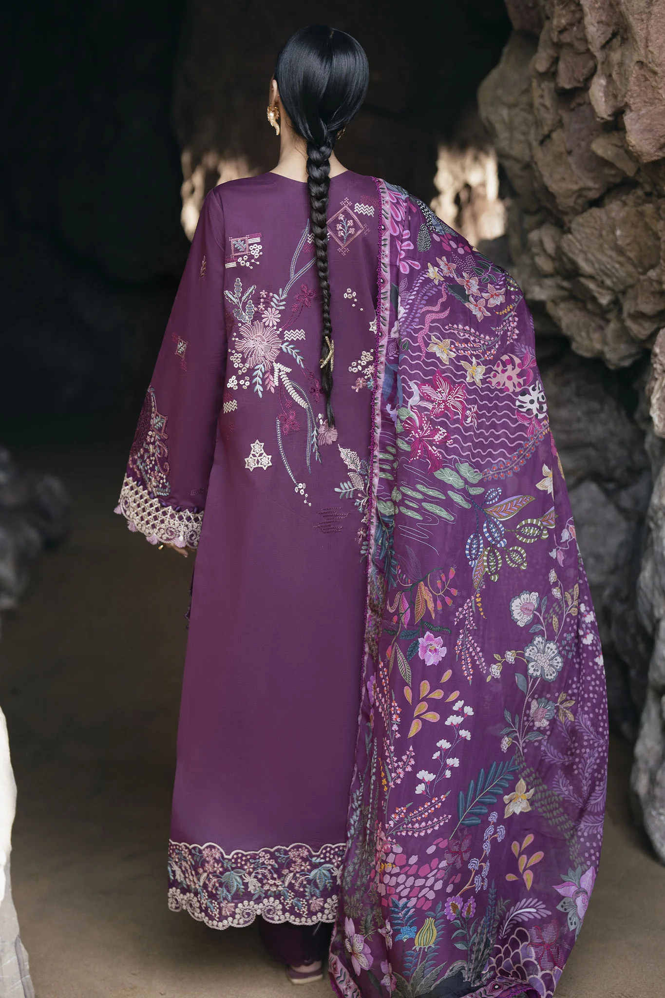 Florent Unstitched 3 Piece Festive Luxury Lawn Suit-FLL-2B - Image 3