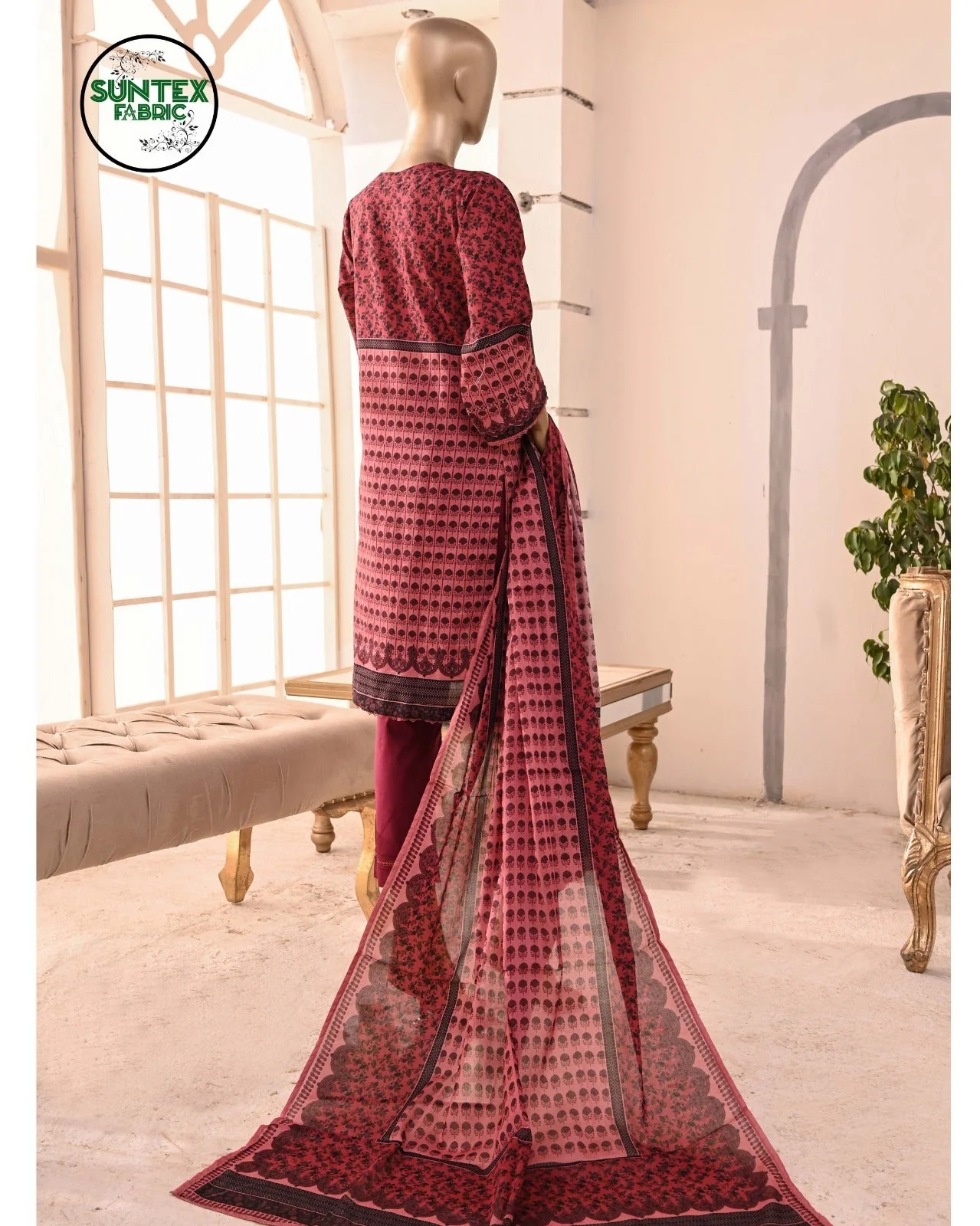 Oswah By Suntex Stitched 3 Piece Luxury Lawn Suit-OS-2303k - Image 3