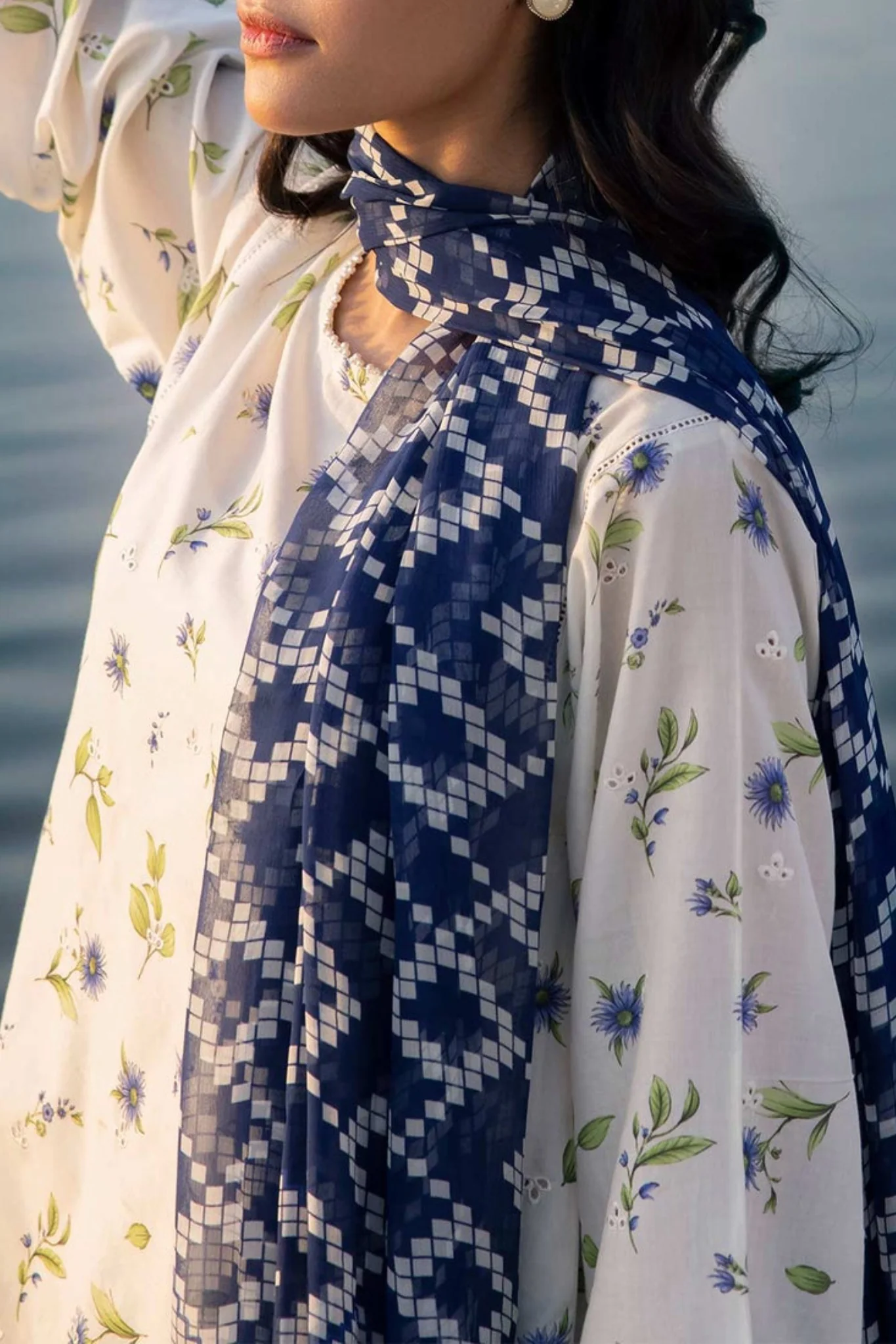 M Basics By Maria B Unstitched 3 Piece Emb Lawn Eid 2 Suit-D-01-A - Image 2