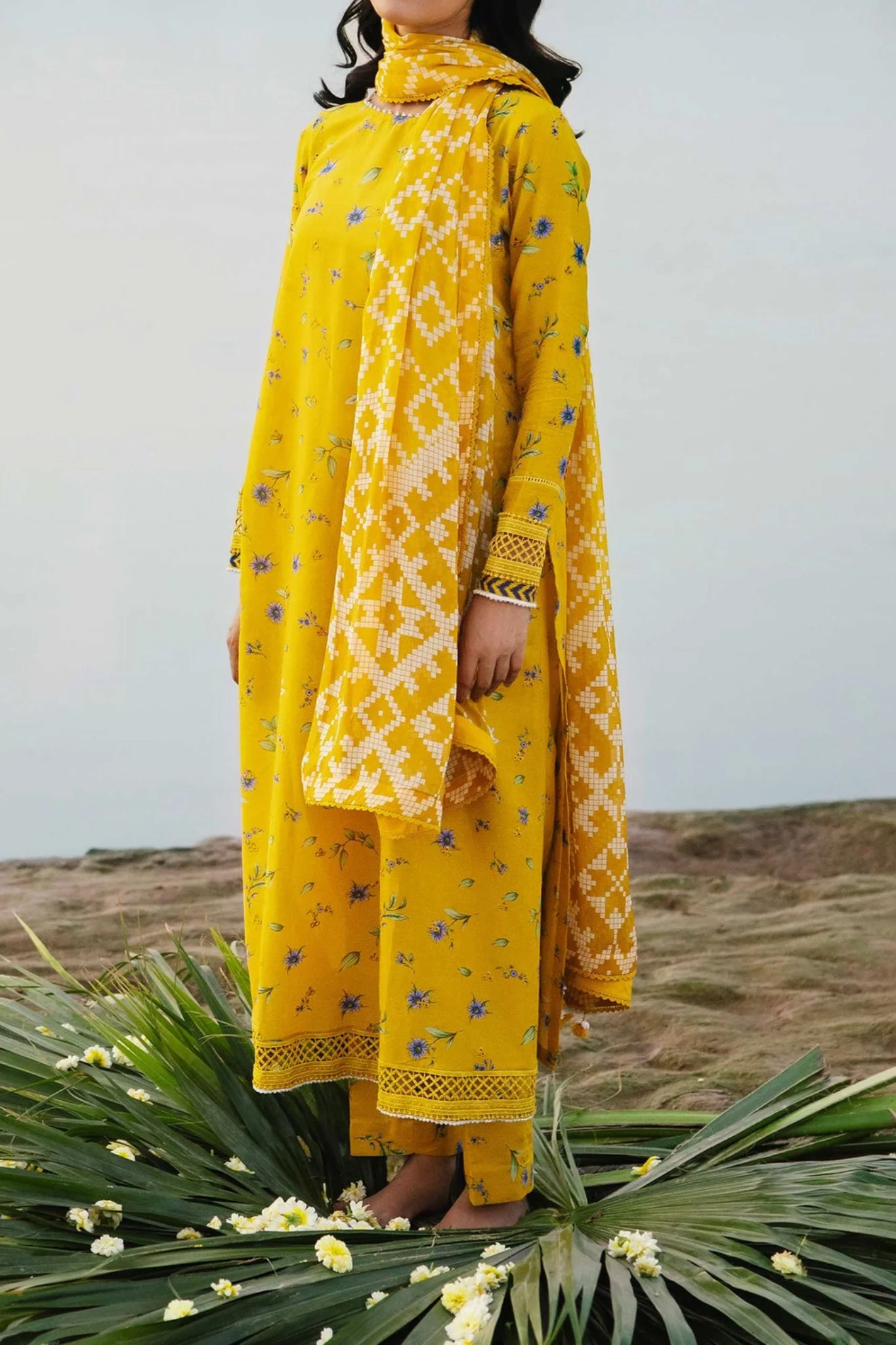 M Basics By Maria B Unstitched 3 Piece Emb Lawn Eid 2 Suit-D-01-B