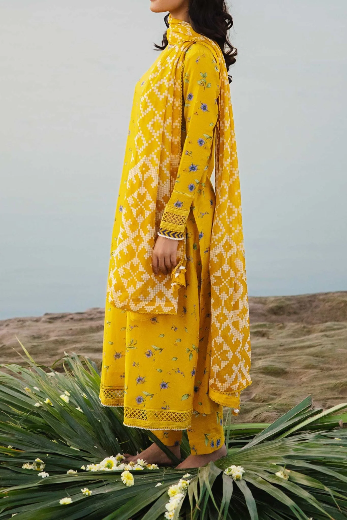 M Basics By Maria B Unstitched 3 Piece Emb Lawn Eid 2 Suit-D-01-B - Image 2