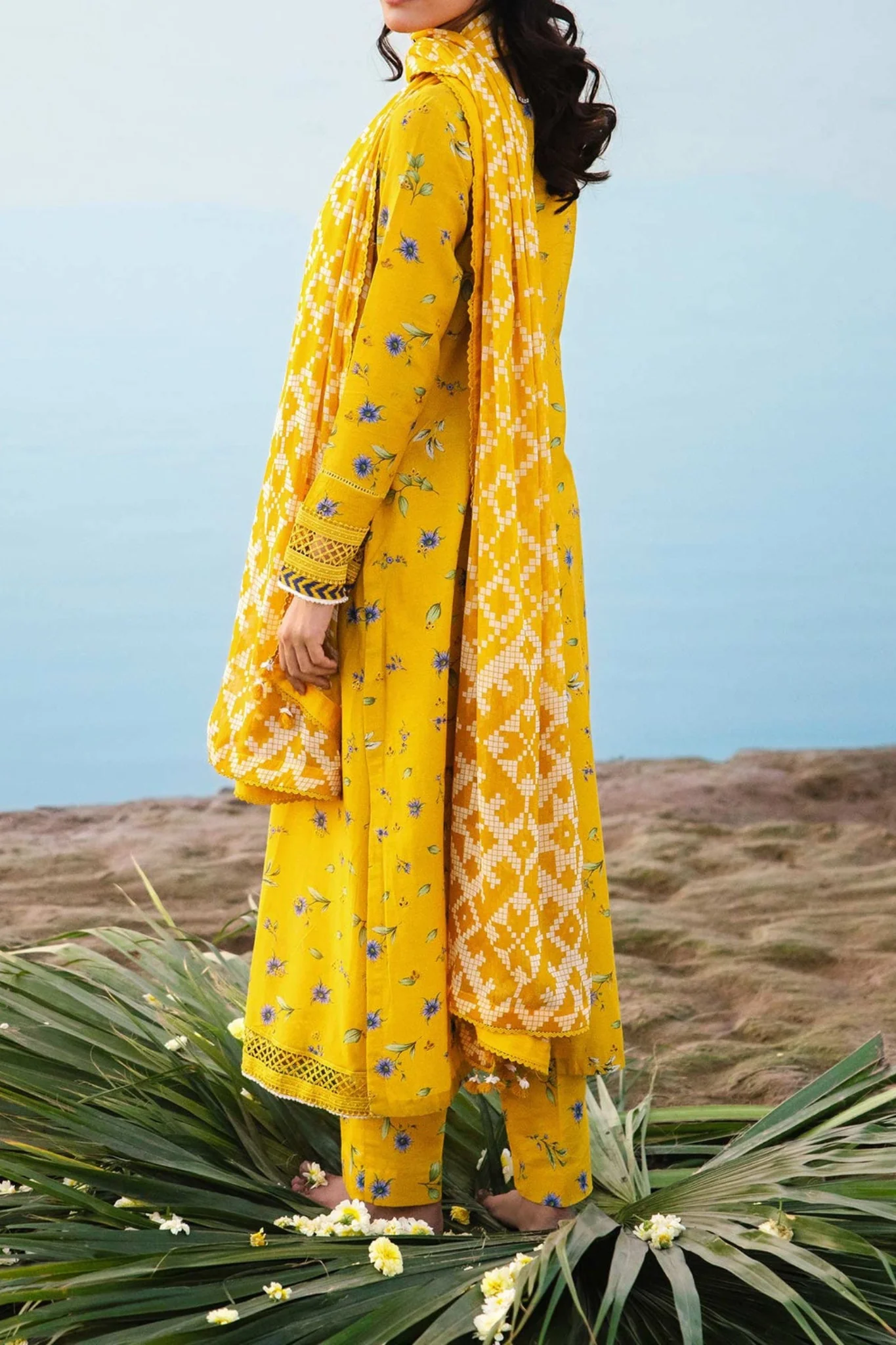 M Basics By Maria B Unstitched 3 Piece Emb Lawn Eid 2 Suit-D-01-B - Image 3