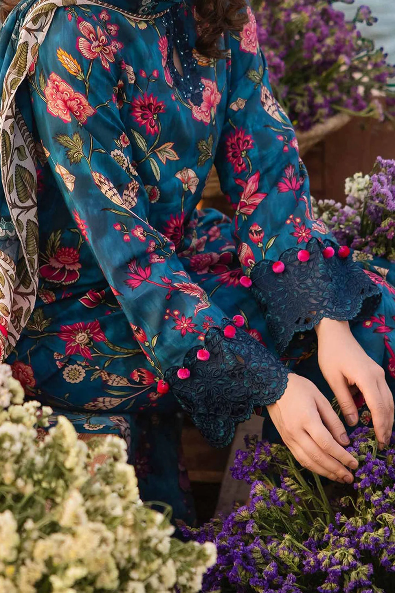 M Basics By Maria B Unstitched 3 Piece Emb Lawn Eid 2 Suit-D-02-A - Image 2