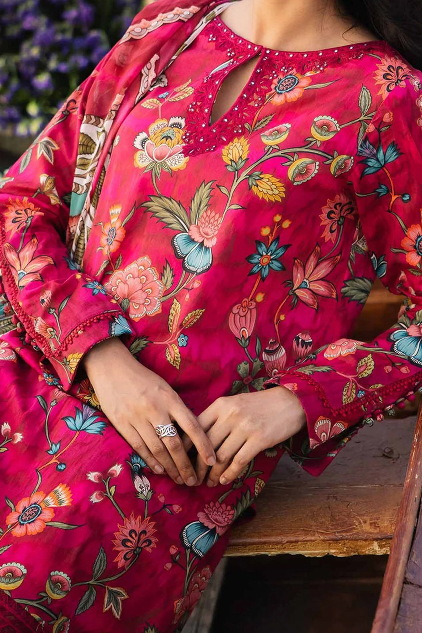 M Basics By Maria B Unstitched 3 Piece Emb Lawn Eid 2 Suit-D-02-B - Image 2