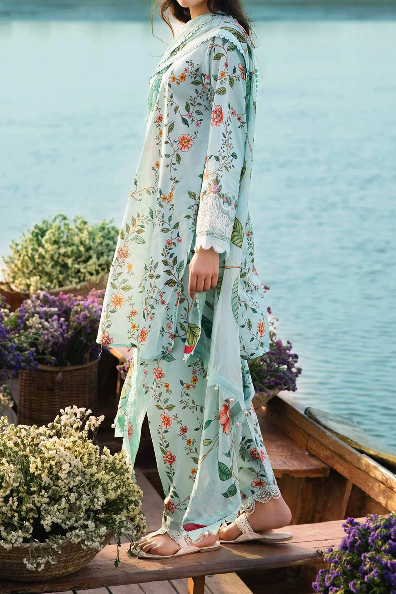 M Basics By Maria B Unstitched 3 Piece Emb Lawn Eid 2 Suit-D-06-B - Image 3