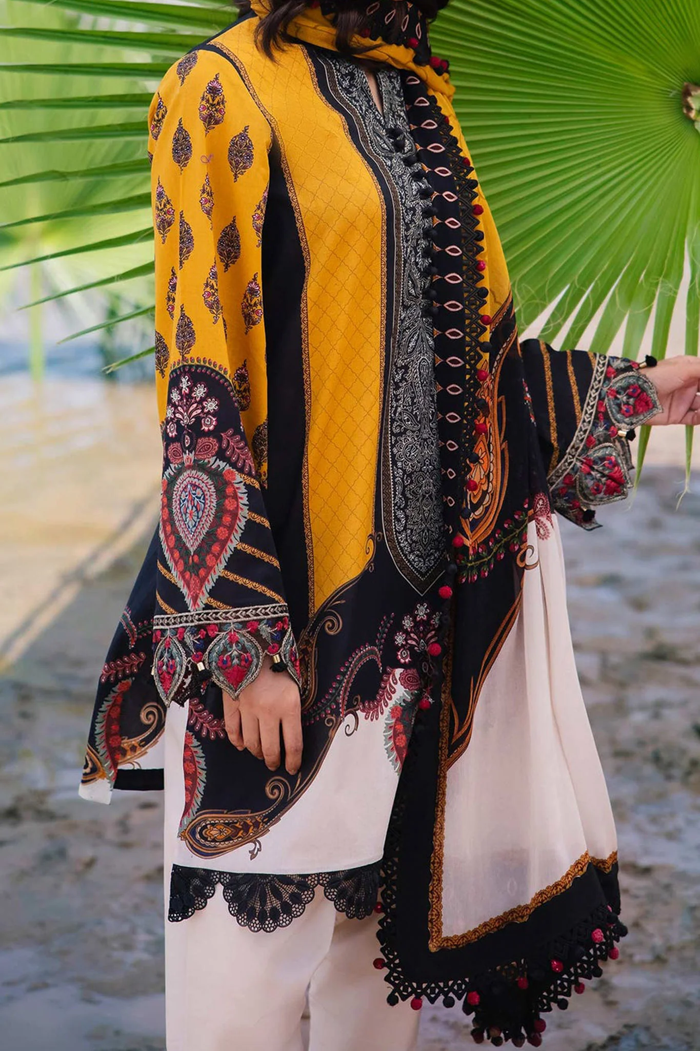 M Basics By Maria B Unstitched 3 Piece Emb Lawn Eid 2 Suit-D-07-B - Image 2