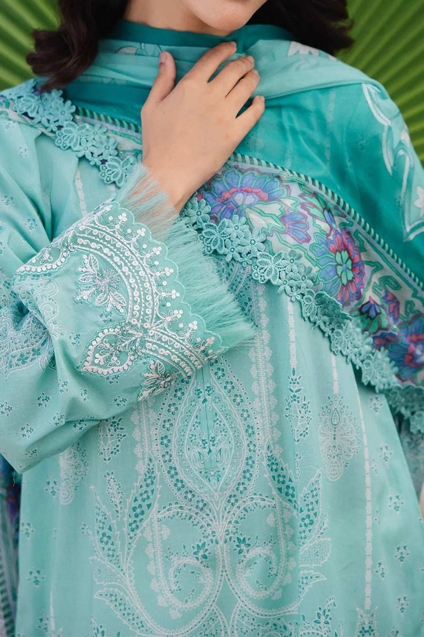 M Basics By Maria B Unstitched 3 Piece Emb Lawn Eid 2 Suit-D-08-A - Image 2
