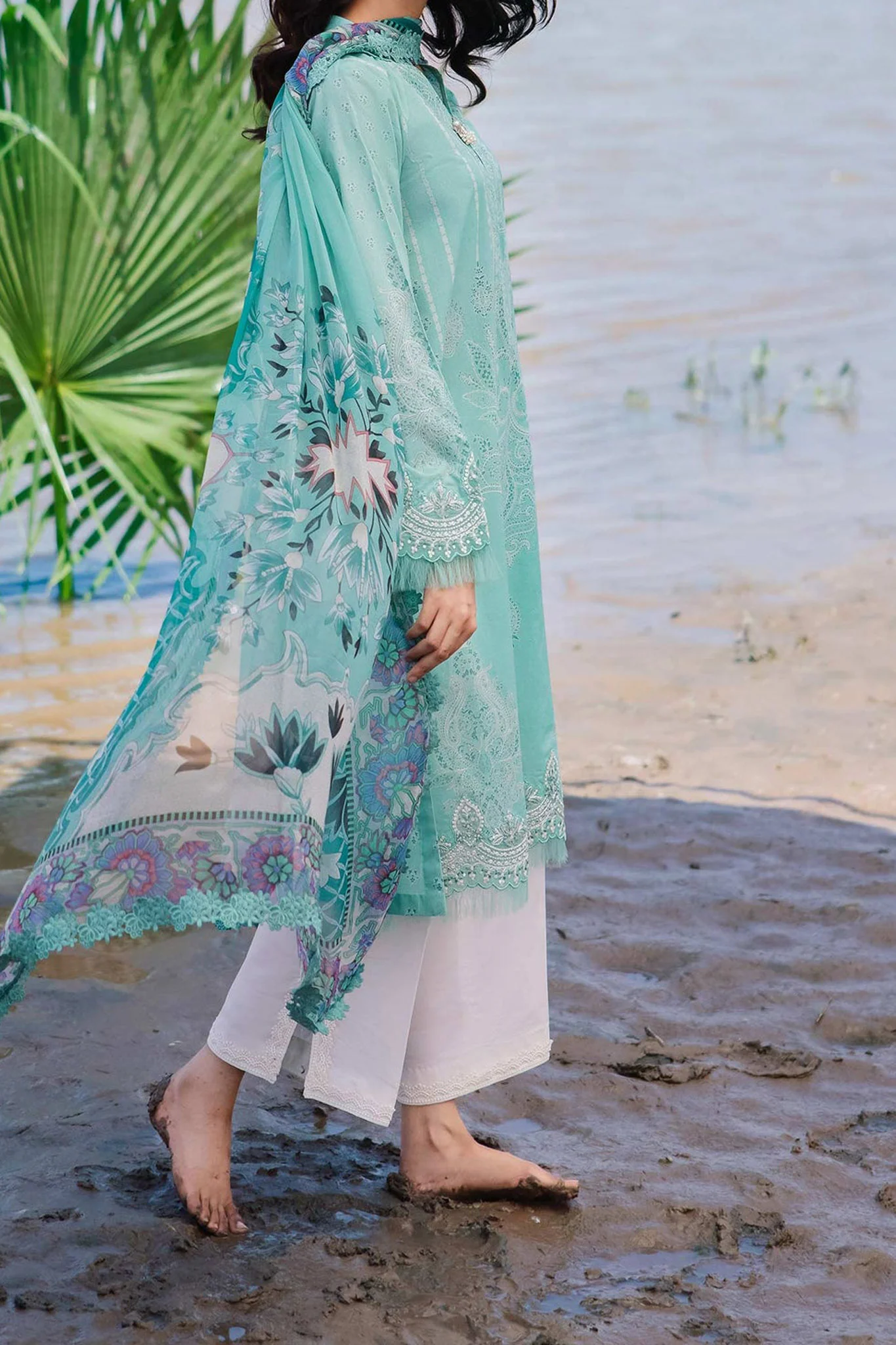 M Basics By Maria B Unstitched 3 Piece Emb Lawn Eid 2 Suit-D-08-A - Image 3