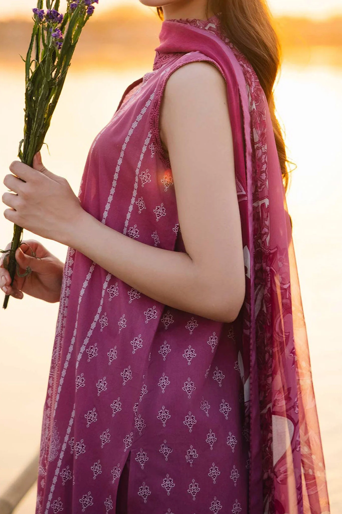 M Basics By Maria B Unstitched 3 Piece Emb Lawn Eid 2 Suit-D-08-B - Image 2