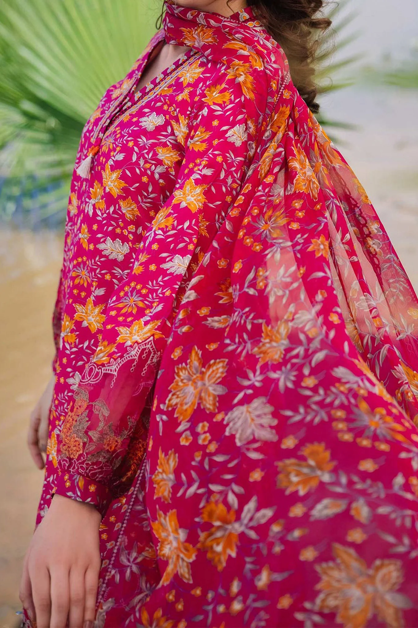 M Basics By Maria B Unstitched 3 Piece Emb Lawn Eid 2 Suit-D-09-A - Image 2