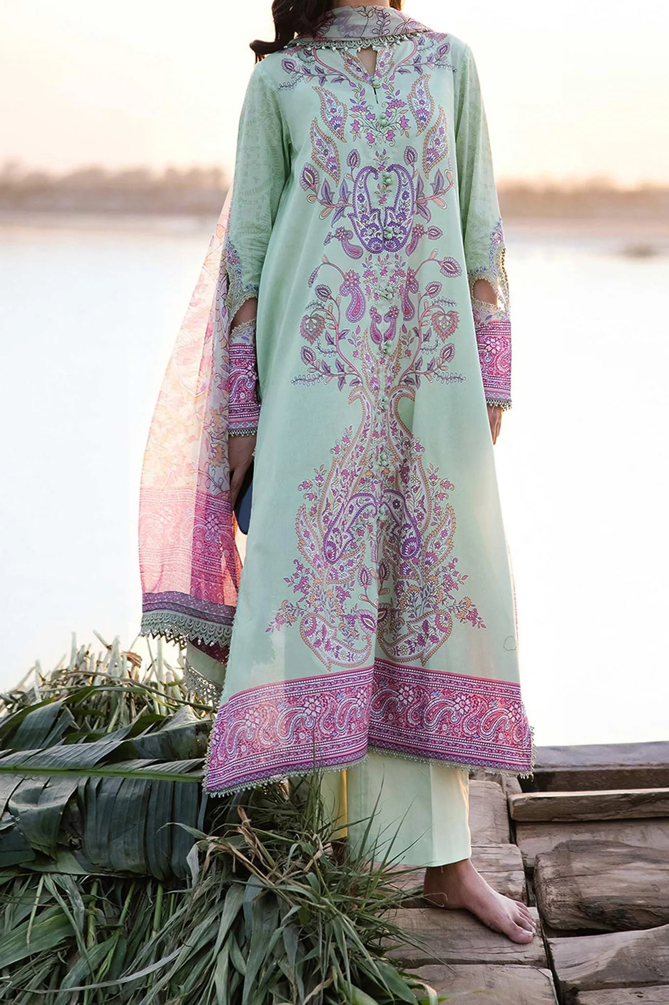 M Basics By Maria B Unstitched 3 Piece Emb Lawn Eid 2 Suit-D-10-A