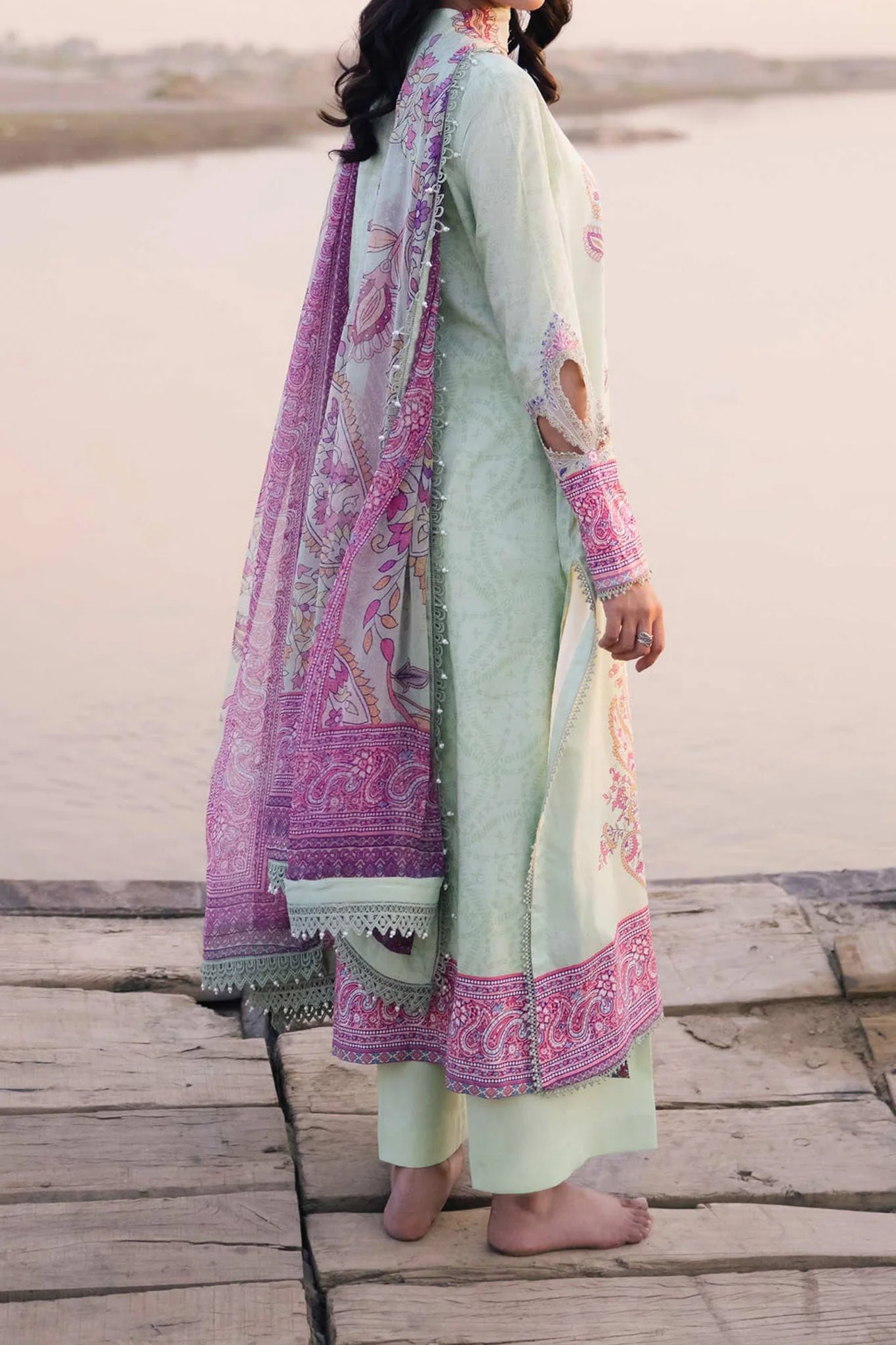 M Basics By Maria B Unstitched 3 Piece Emb Lawn Eid 2 Suit-D-10-A - Image 3