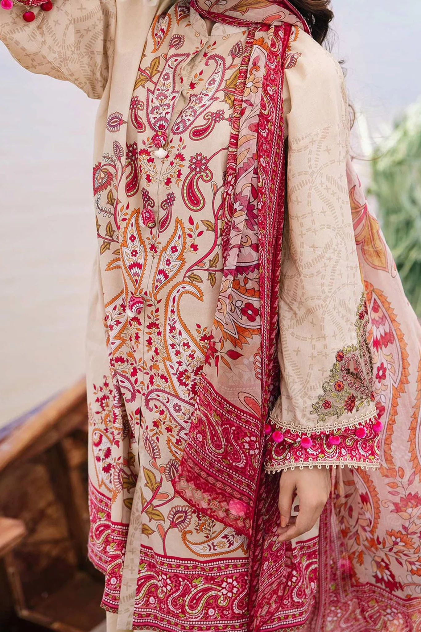 M Basics By Maria B Unstitched 3 Piece Emb Lawn Eid 2 Suit-D-10-B - Image 2