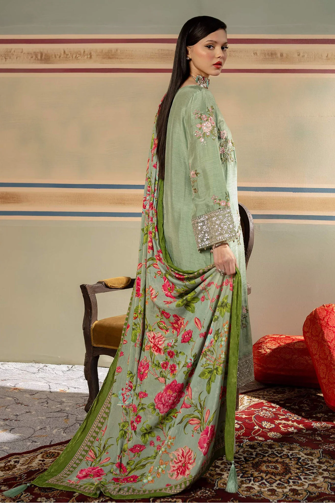 M Basics By Maria B Unstitched 3 Piece Festive Suit-D-03 - Image 4
