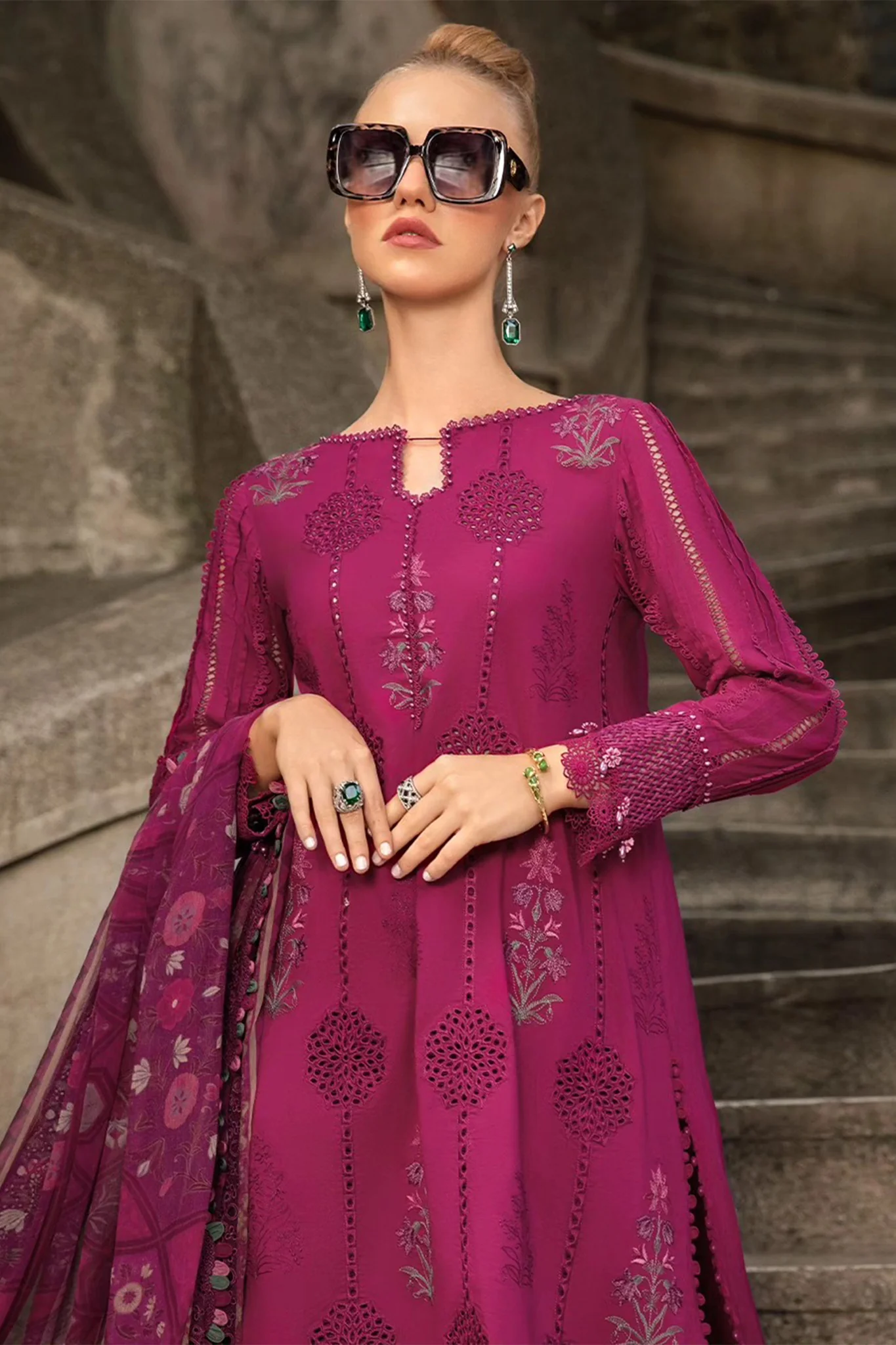 M Prints By Maria B Unstitched 3 Piece Cambric Fall Edit Suit-MPT-2303-B - Image 2