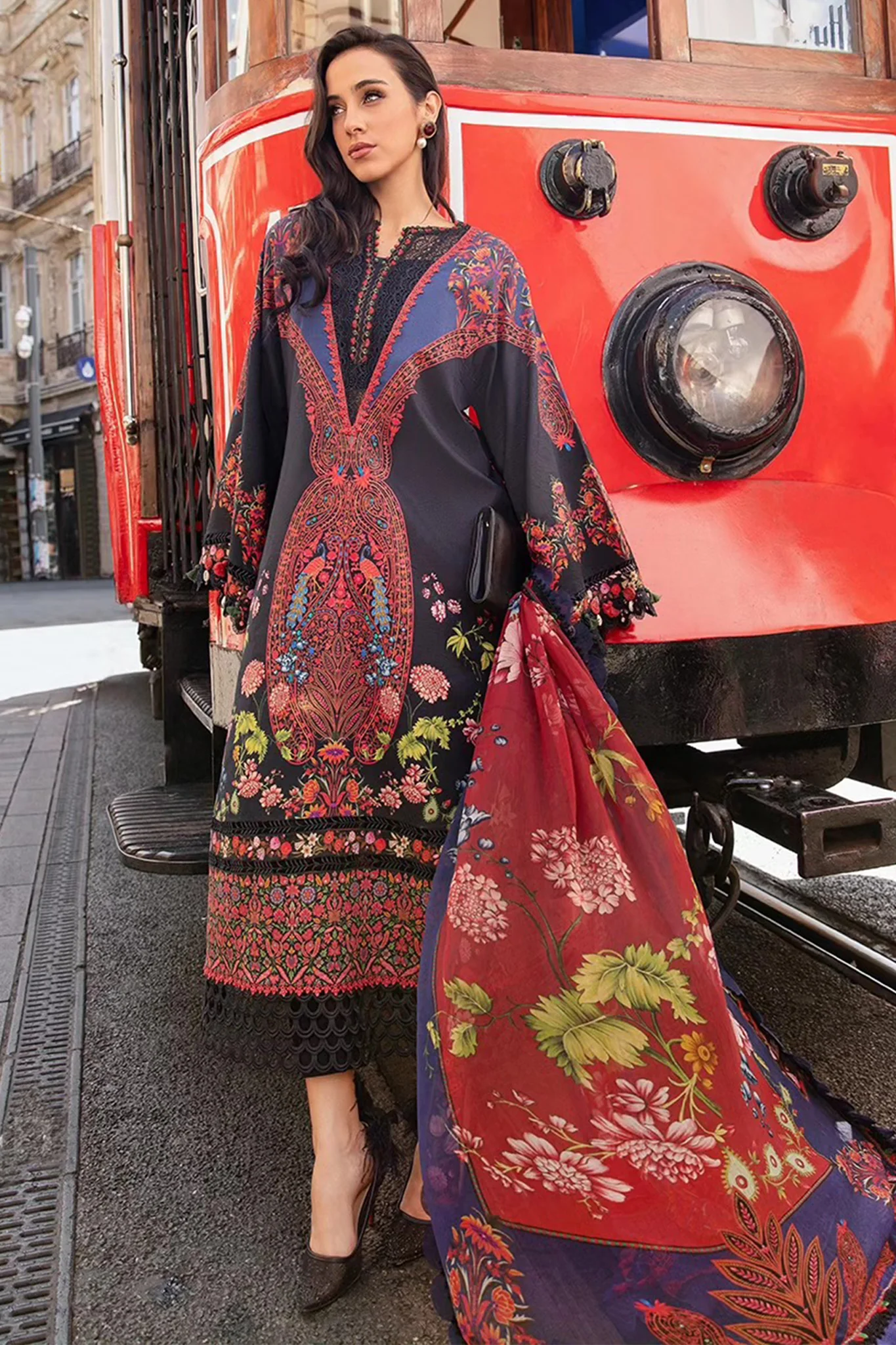 M Prints By Maria B Unstitched 3 Piece Cambric Fall Edit Suit-MPT-2304-B