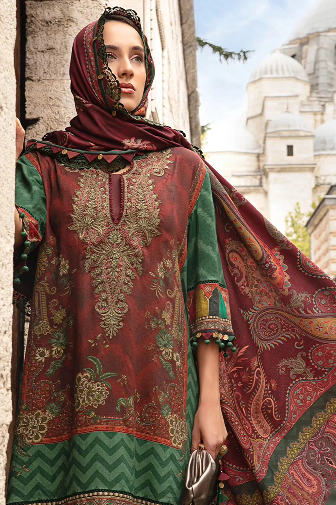 M Prints By Maria B Unstitched 3 Piece Cambric Fall Edit Suit-MPT-2305-B - Image 5