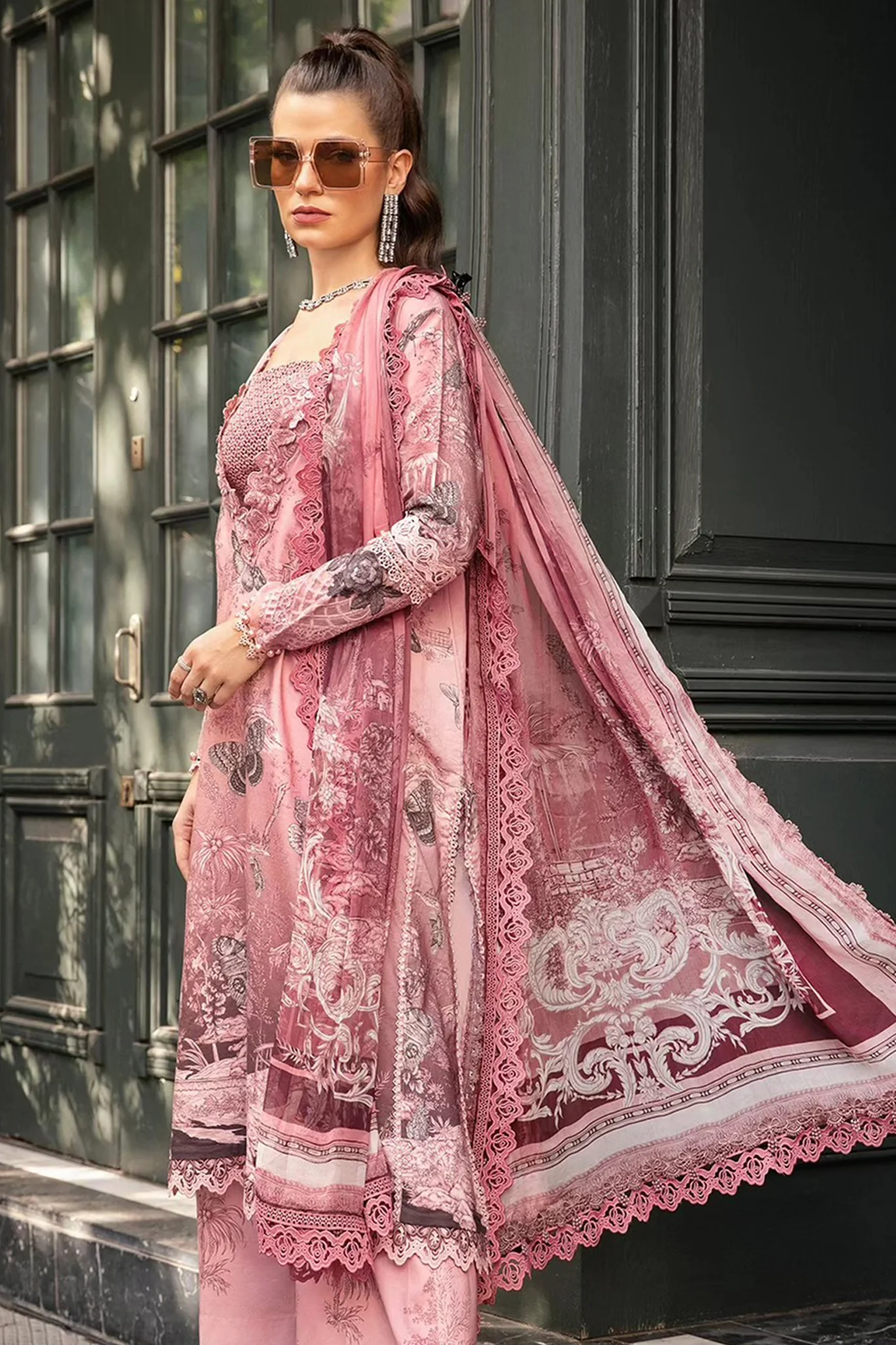 M Prints By Maria B Unstitched 3 Piece Cambric Fall Edit Suit-MPT-2308-A - Image 3