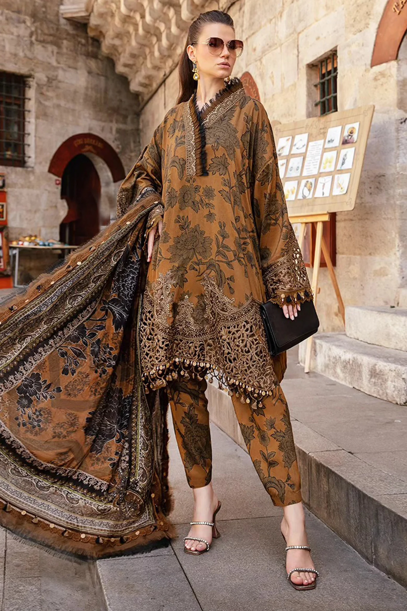 M Prints By Maria B Unstitched 3 Piece Cambric Fall Edit Suit-MPT-2309-A