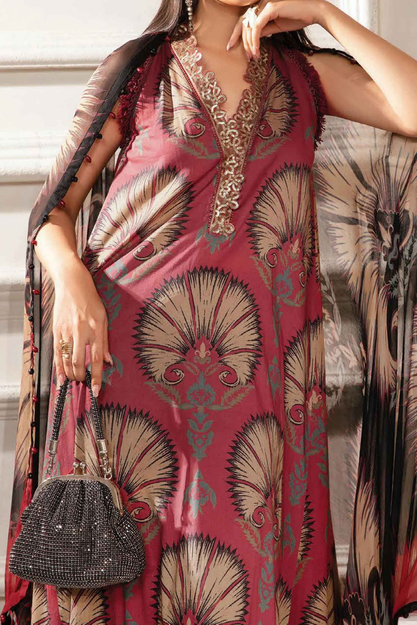 M Prints By Maria B Unstitched 3 Piece Luxury Emb Lawn Eid 2 Edit Suit-MPT-2209-B - Image 2