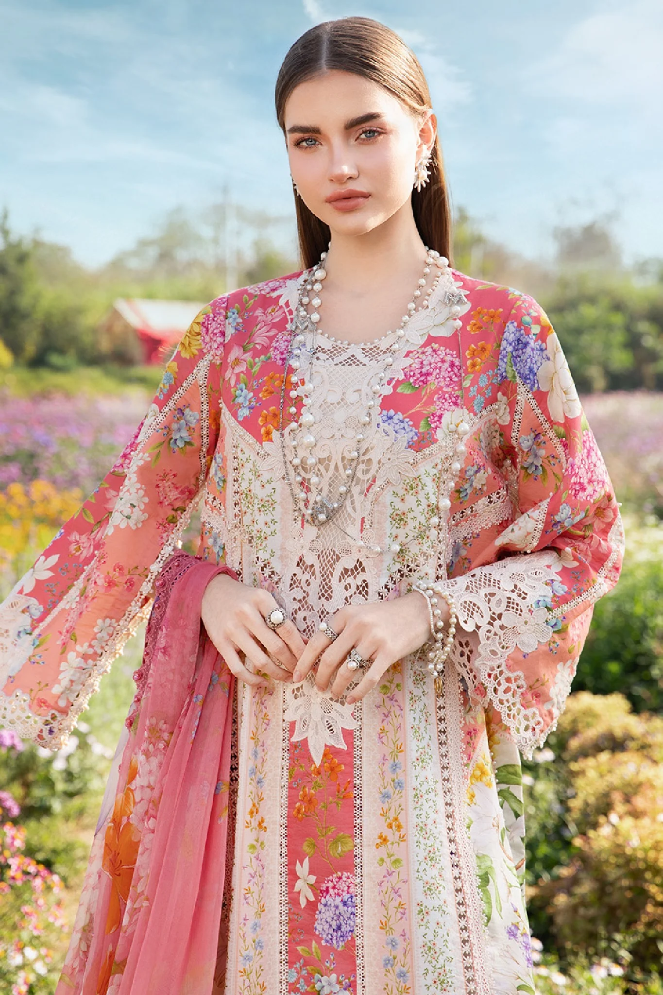 M.Prints By Maria B Unstitched 3 Piece Spring Summer Suit-09-B - Image 2