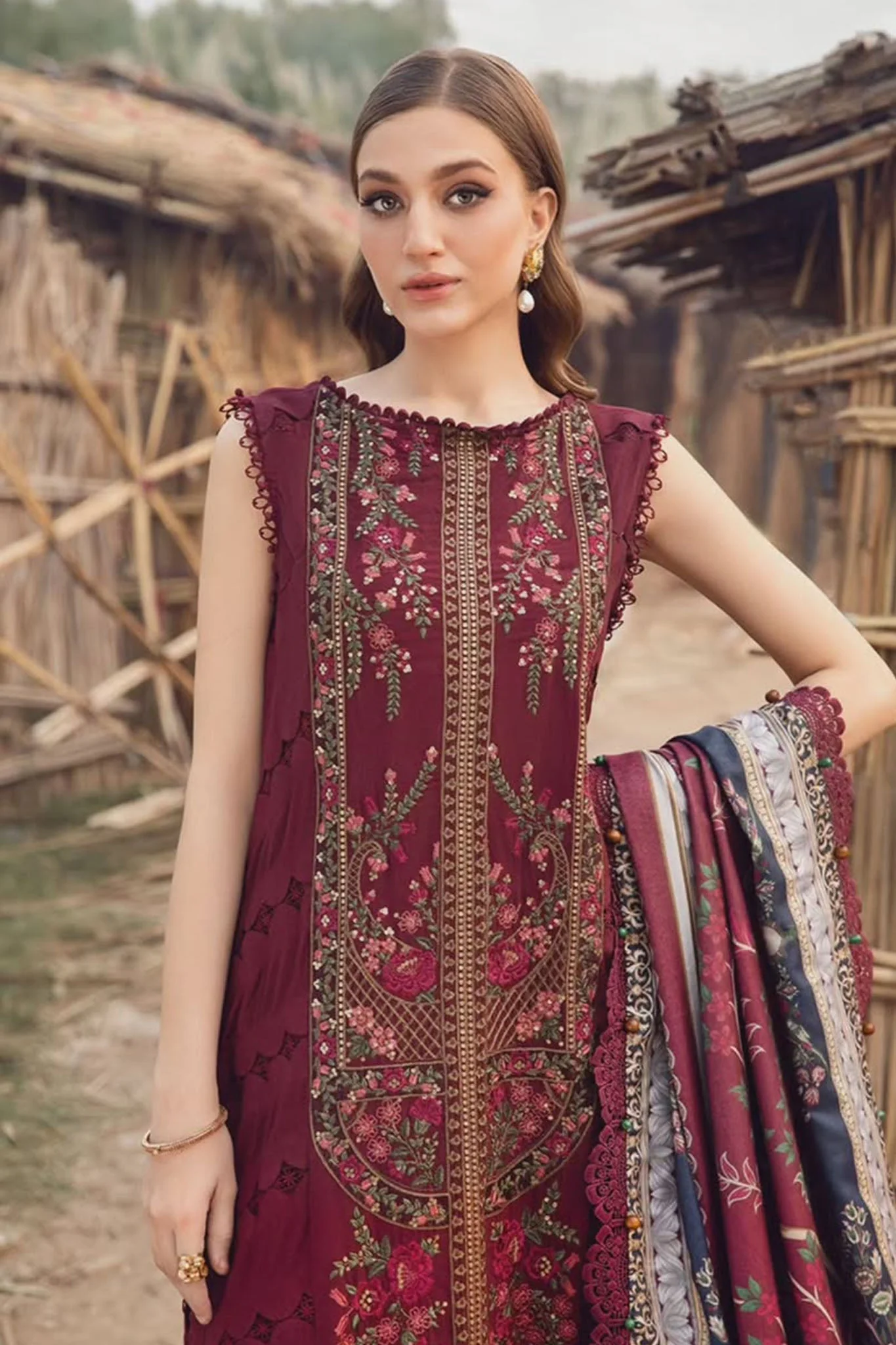 M Prints By Maria B Unstitched 3 Piece Winter Edition Suit-06-B - Image 5