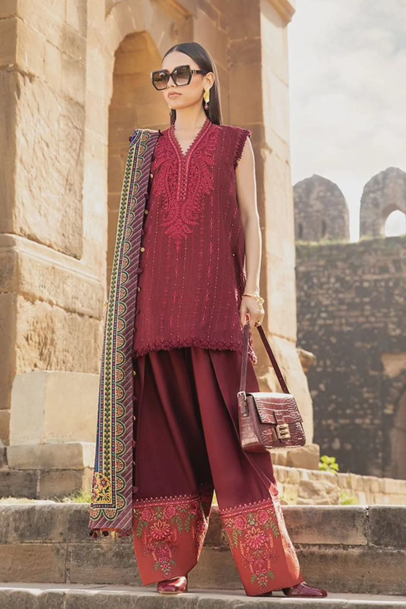 M Prints By Maria B Unstitched 3 Piece Winter Edition Suit-07-B - Image 3
