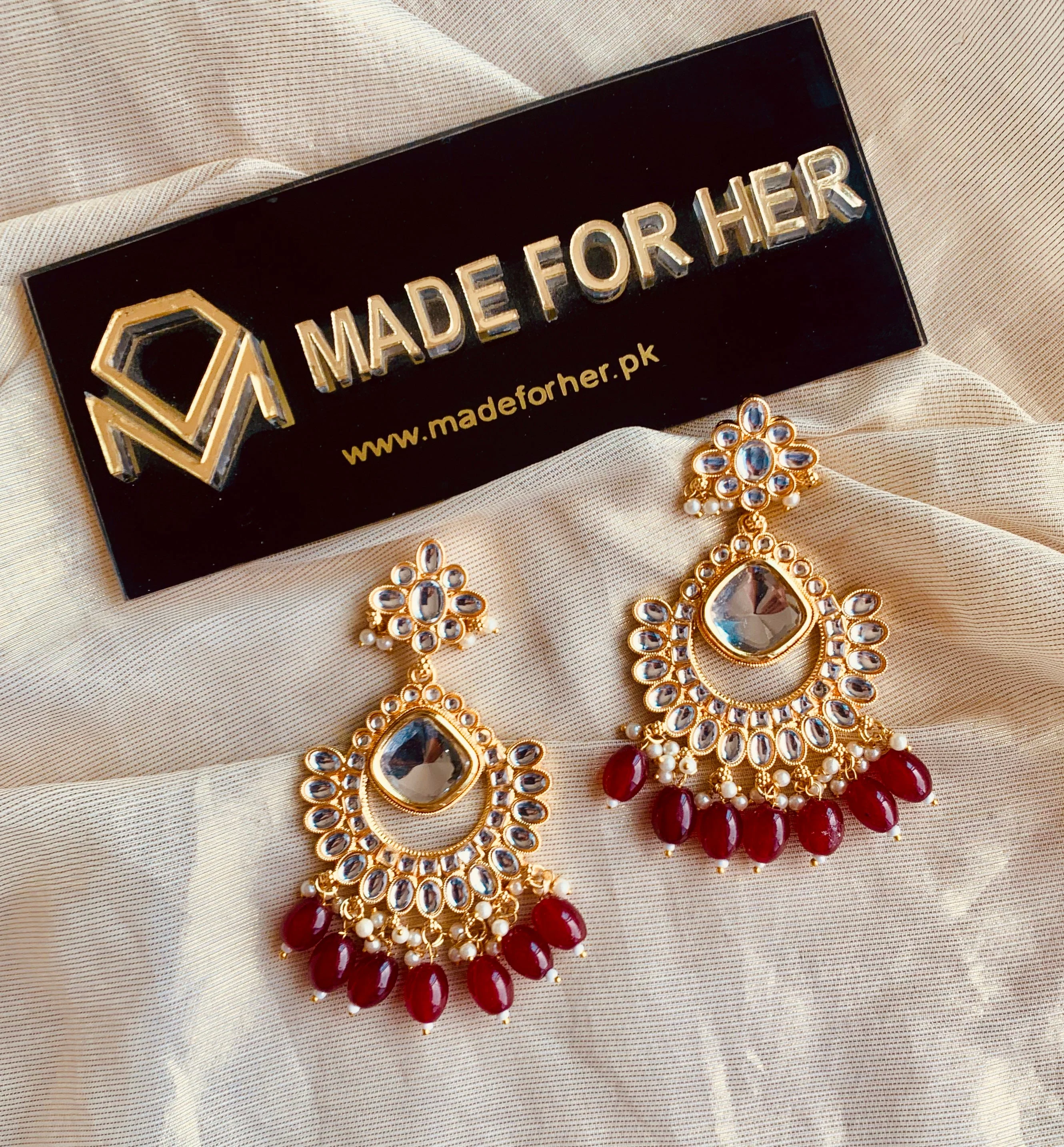 Made For Her-Kundun Style Earings - KAHD120/2 - Image 3