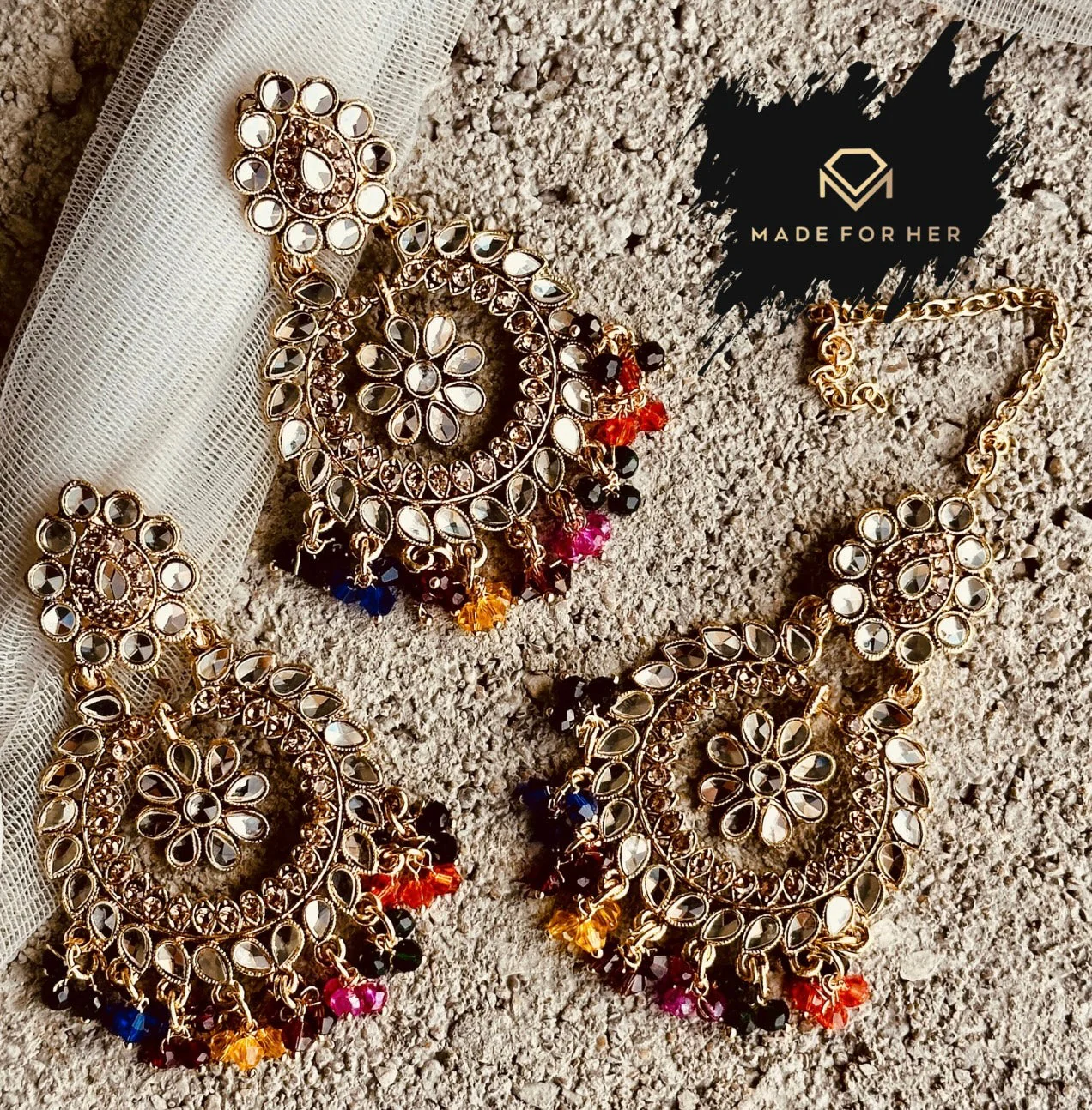 Made For Her-Noor-e-Nazakat - Earrings & Tikka - KWA1003 - Image 3