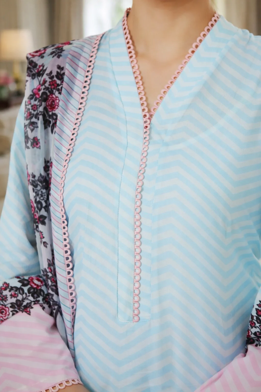 Serena by Madiha Gohar Unstitched Summer Suit-Blush Whisper - Image 2