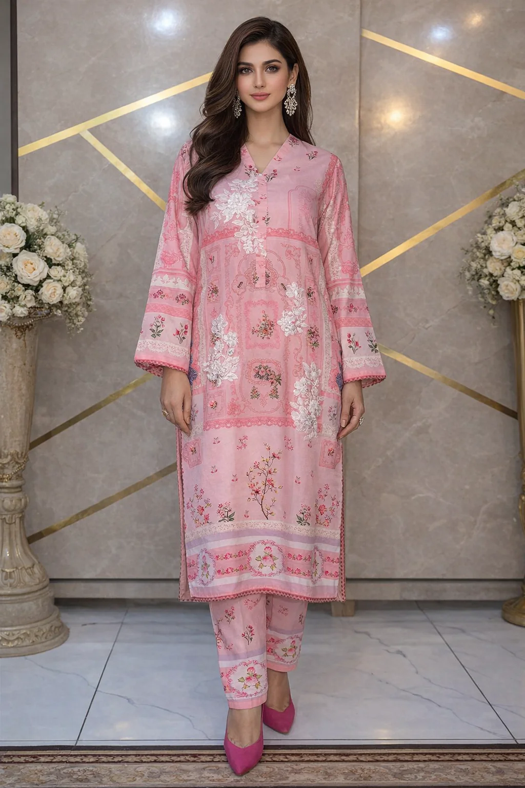Silk Affair by Madiha Gohar Stitched Summer Suit-Blushy Rose