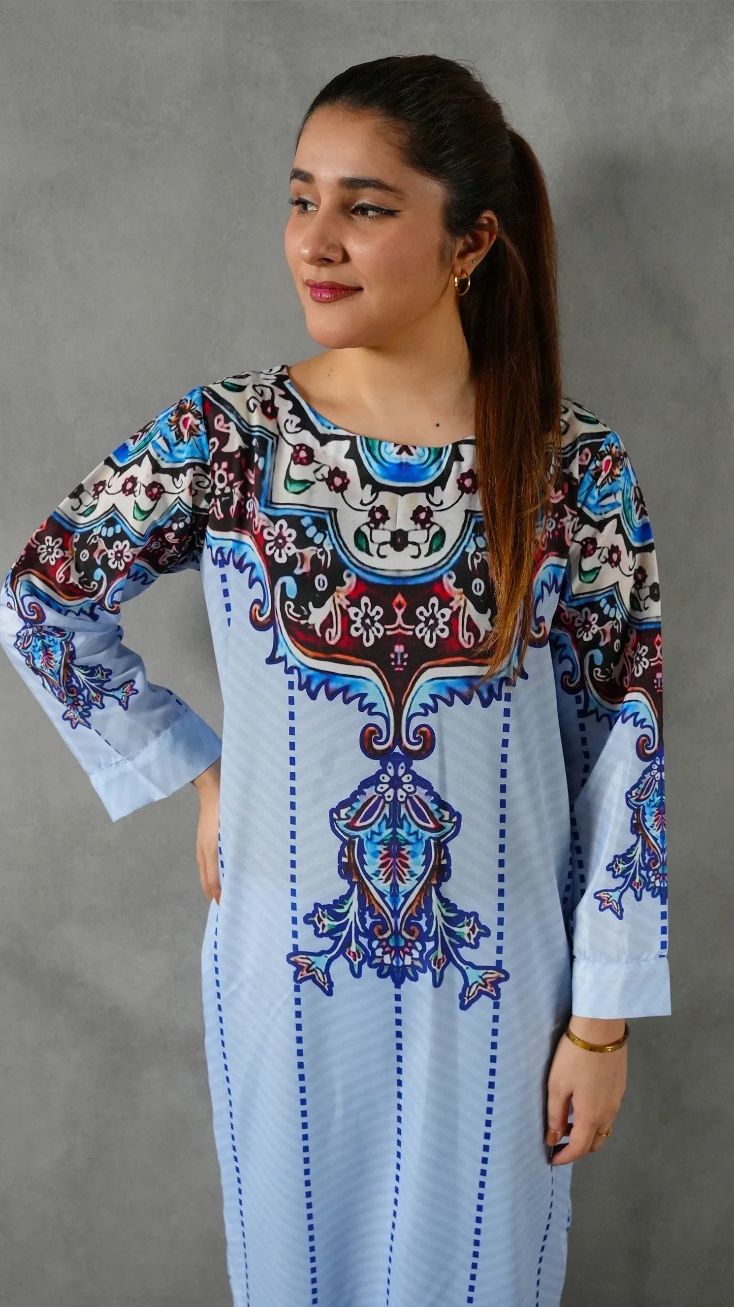 Serena by Madiha Gohar Unstitched Summer Suit-Celeste - Image 5