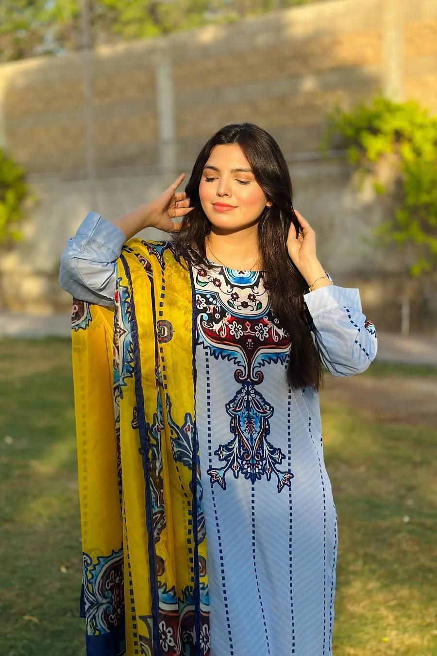Madiha Gohar Stitched 3 Piece Suit-Celeste - Image 2