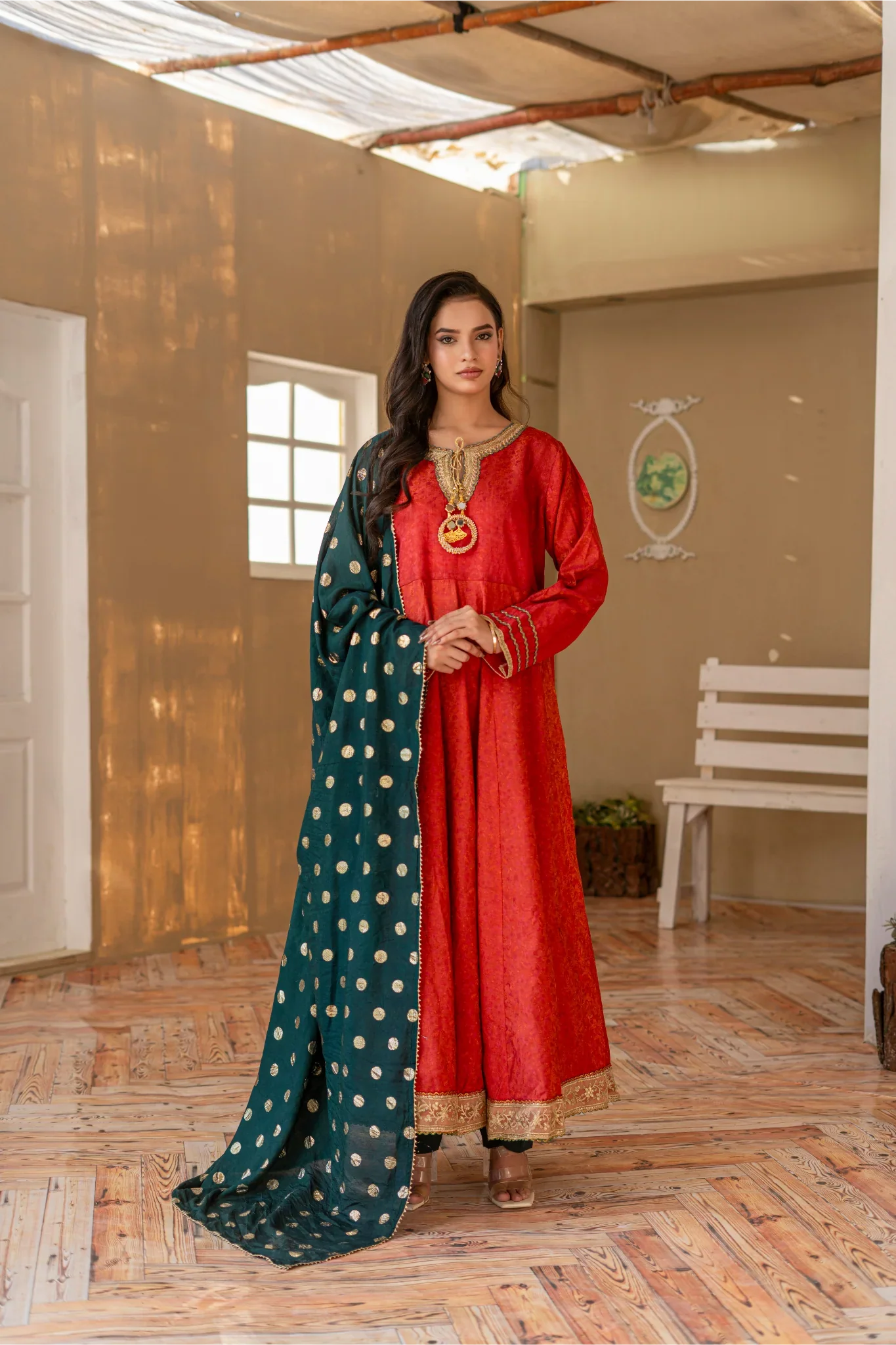 Madiha Gohar Stitched 3 Piece Eid Festive Suit-MEHRZAAD-Kalidaar - Image 2