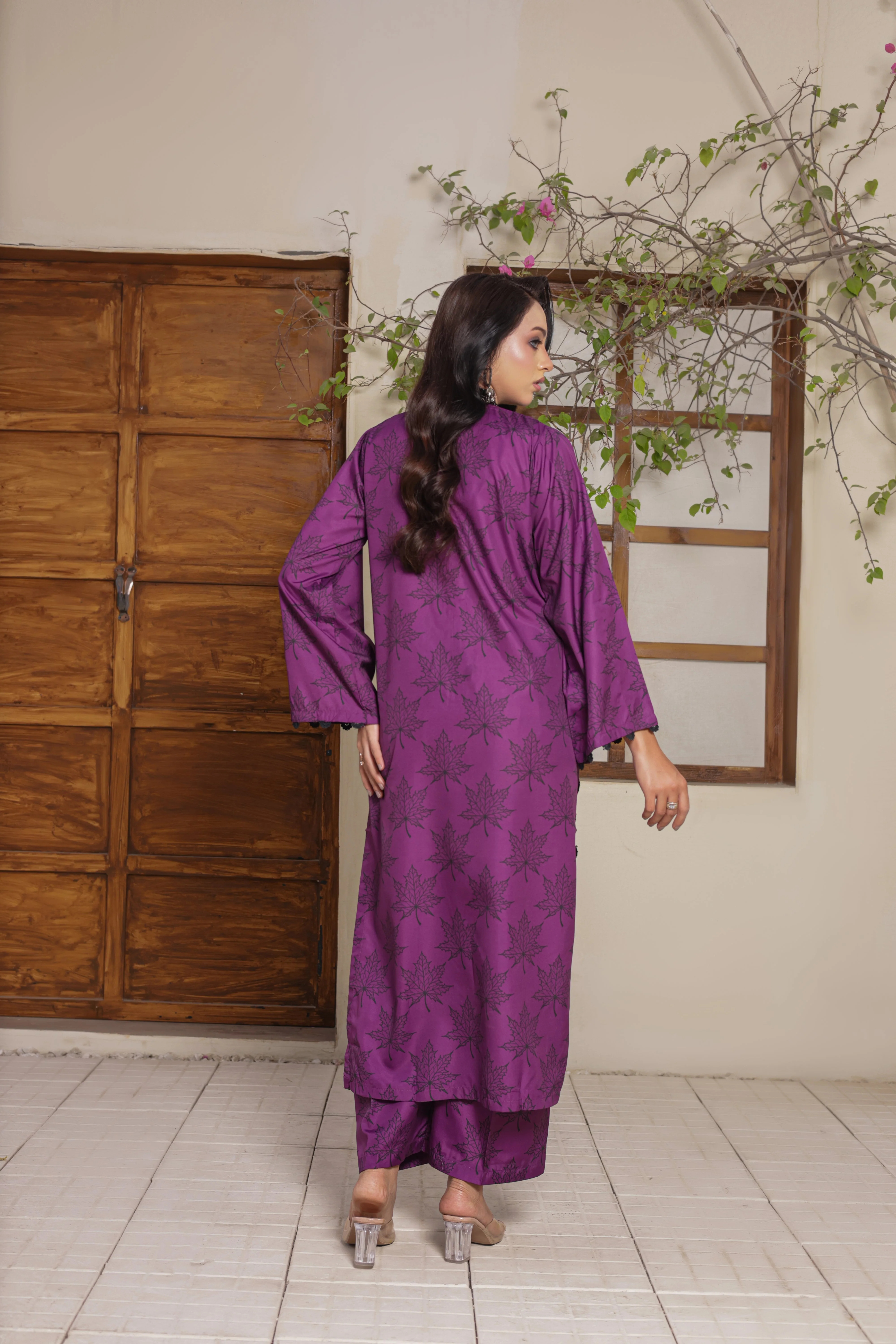 Madiha Gohar Stitched 2 Piece Suit-LAYN Plum - Image 3